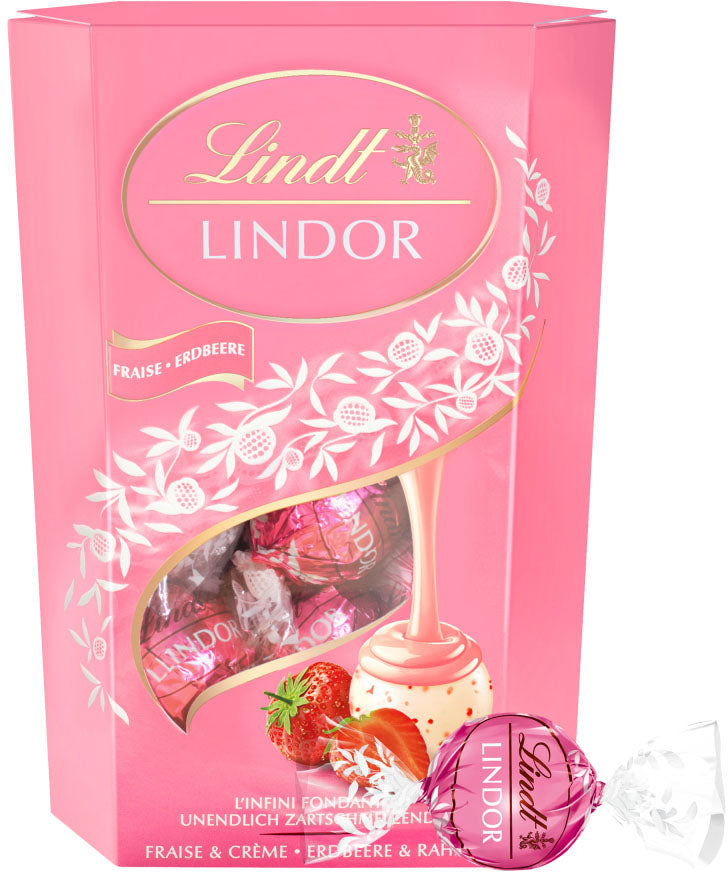 LINDT Lindor Boules 659347 Fraise & Crème 200g