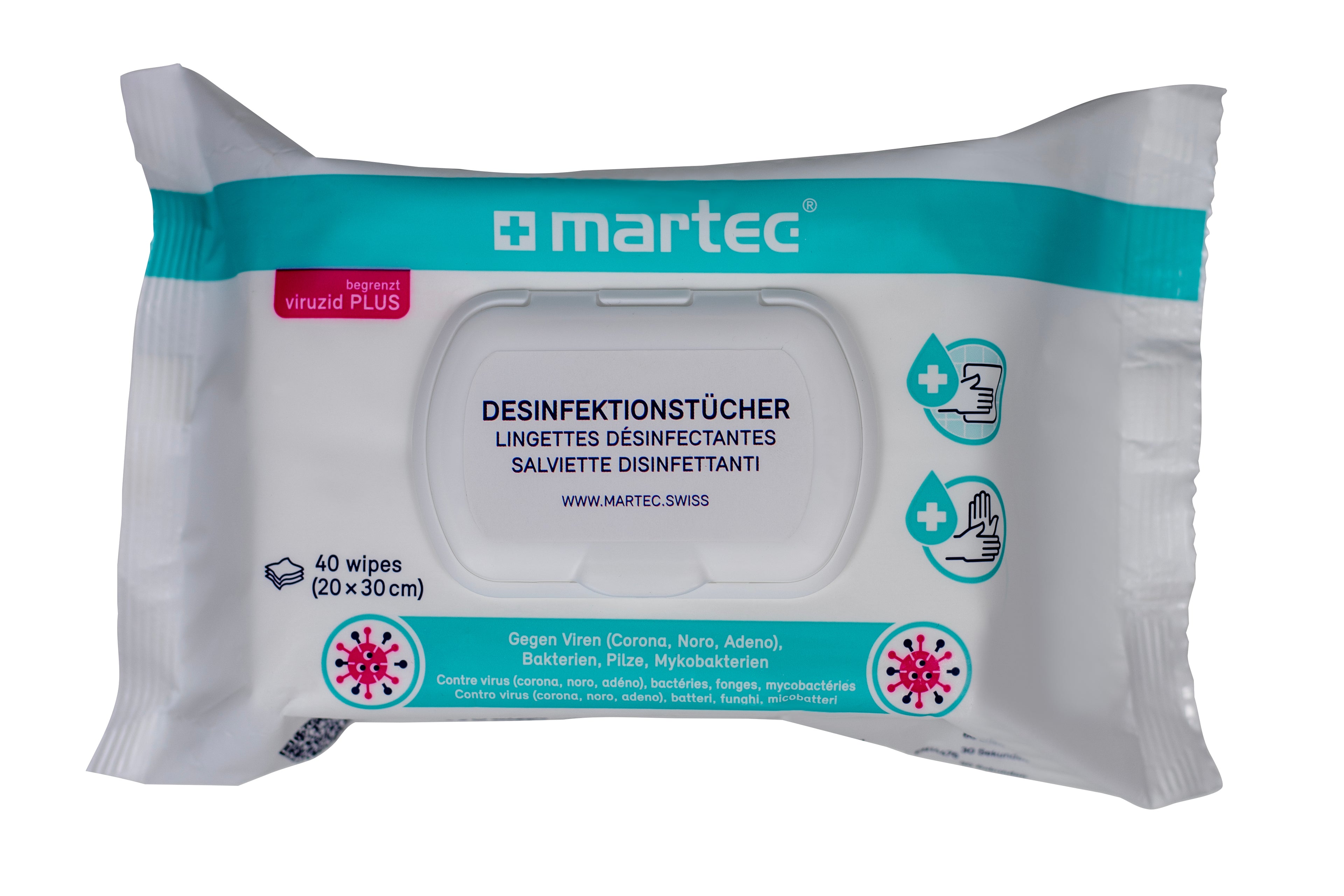 MARTEC Lingettes désinfectantes 33087 Aloe-Vera 40 pcs.