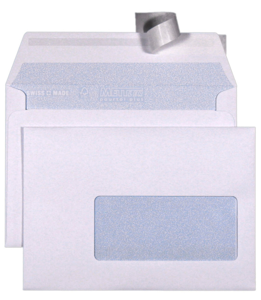METTLER Enveloppe fenêtre droite C6 6064 100g, ultra blanc 1000 pcs.
