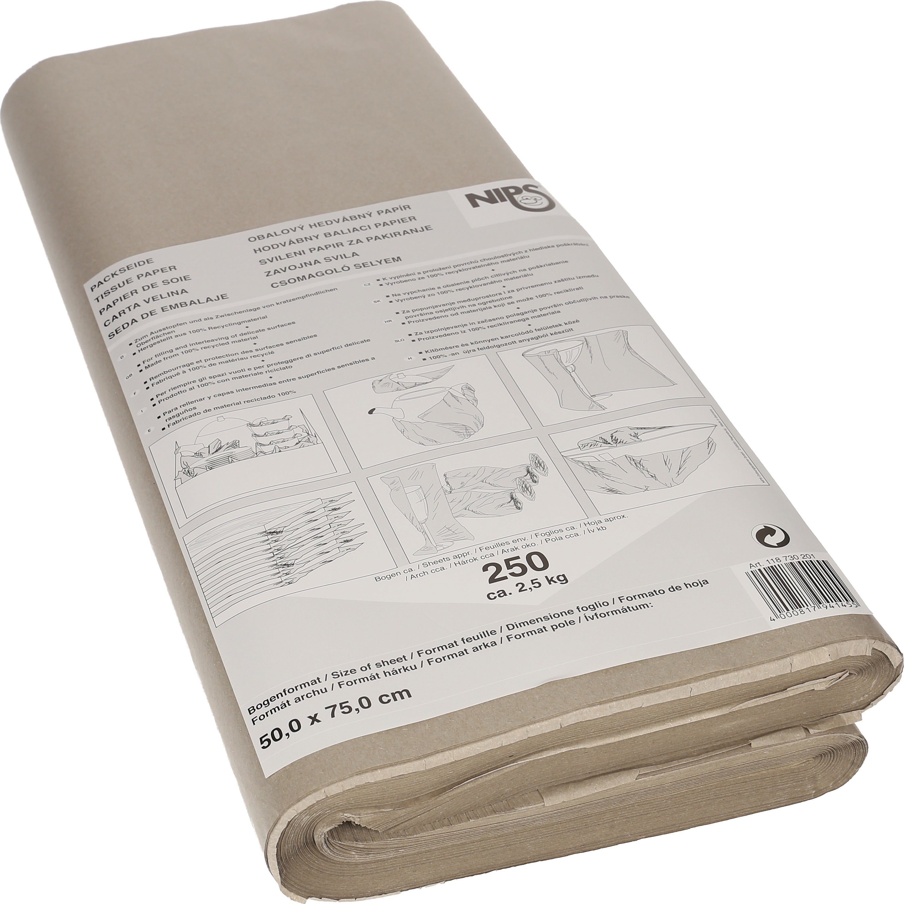 NEUTRAL Papie de soie Nips 28g 0.5m 818730201 satiné, brun