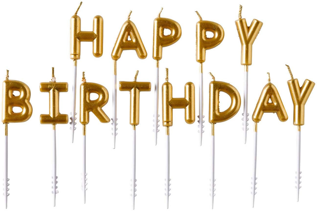 NEUTRAL Kit bougies sur piques 9904370 Happy Birthday, or 7.3cm