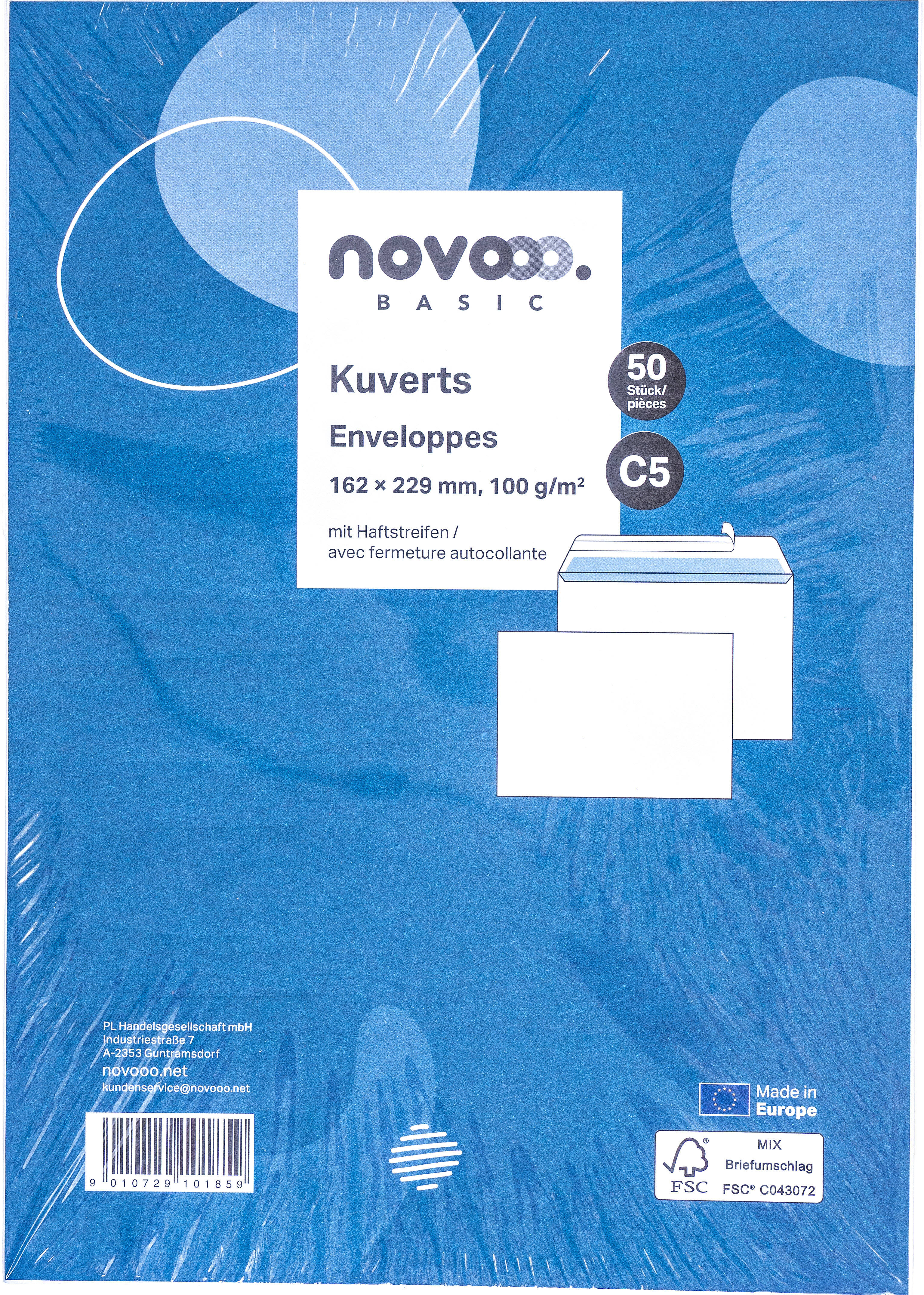 NOVOOO Enveloppe s/fenêtre C5 731513 100g, blanc 50 pièces