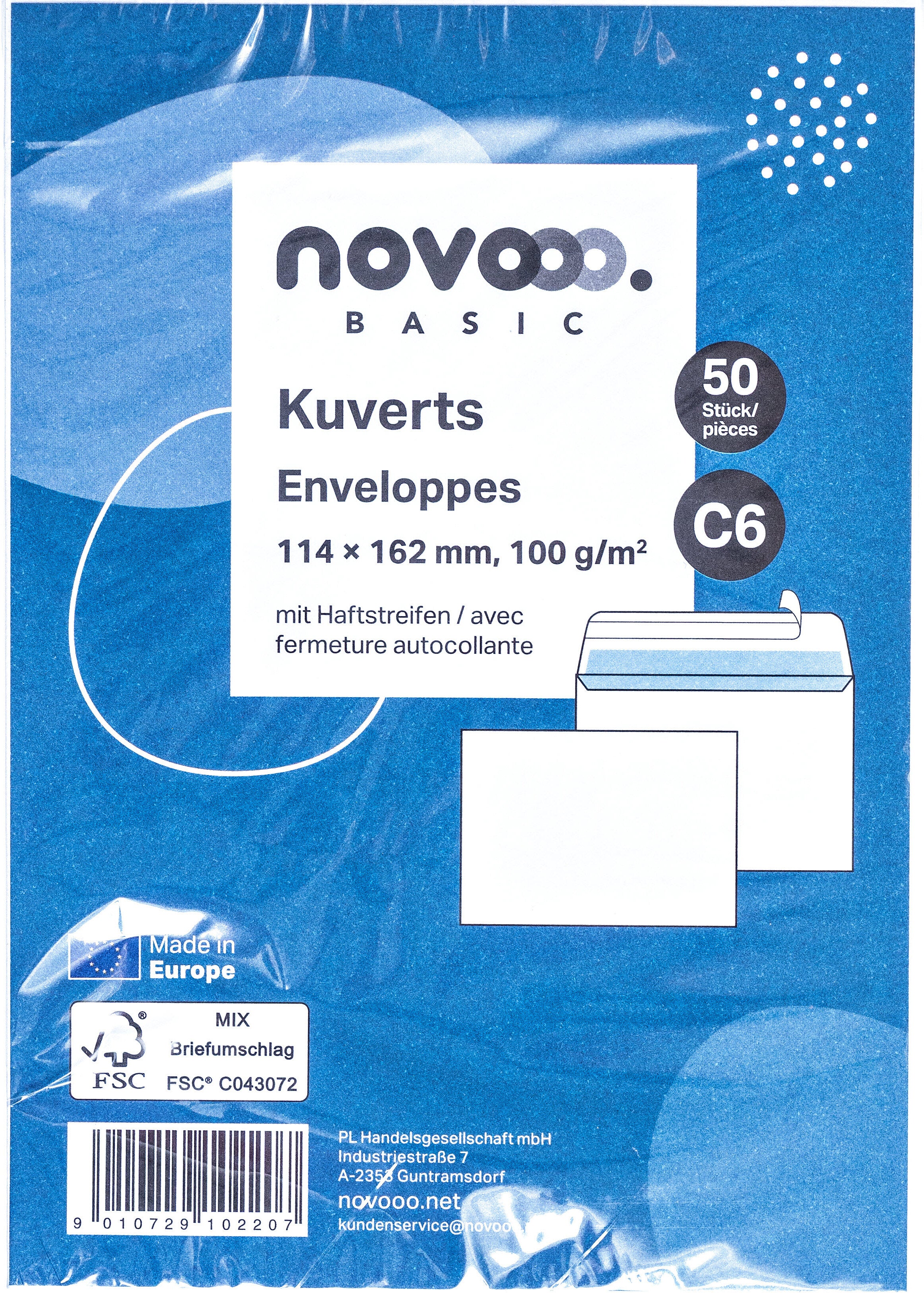 NOVOOO Enveloppe s/fenêtre C6 731516 100g, blanc 50 pièces