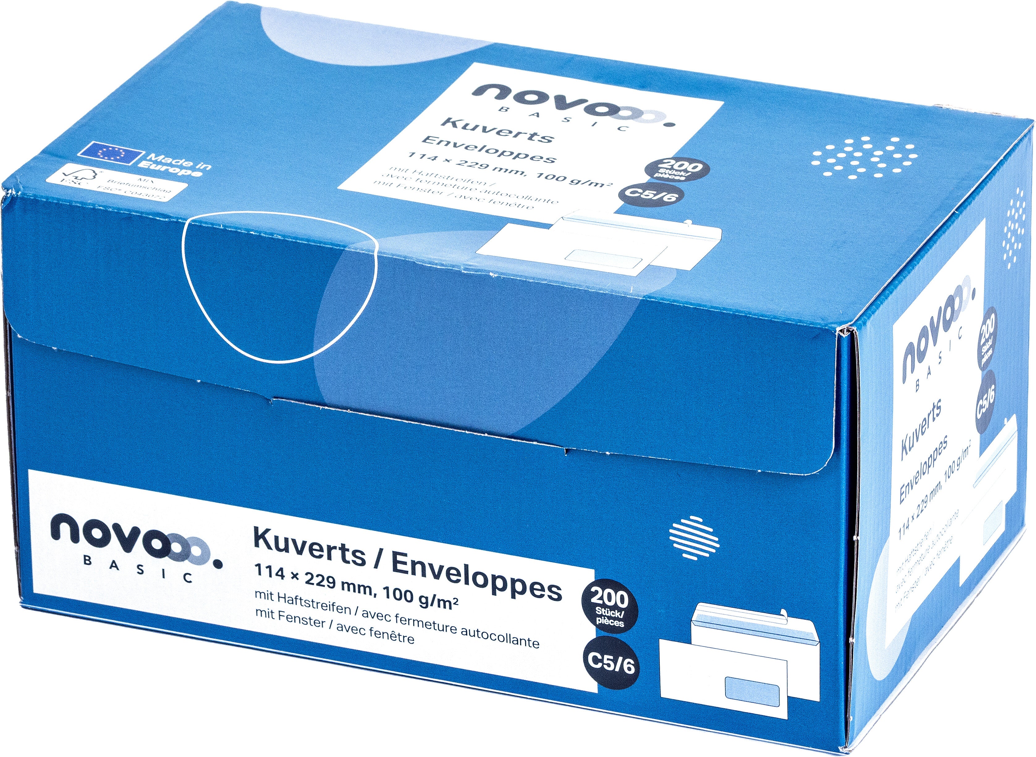 NOVOOO Enveloppe a/fenêtre droit C5/6 731517 100g, blanc 200 pièces