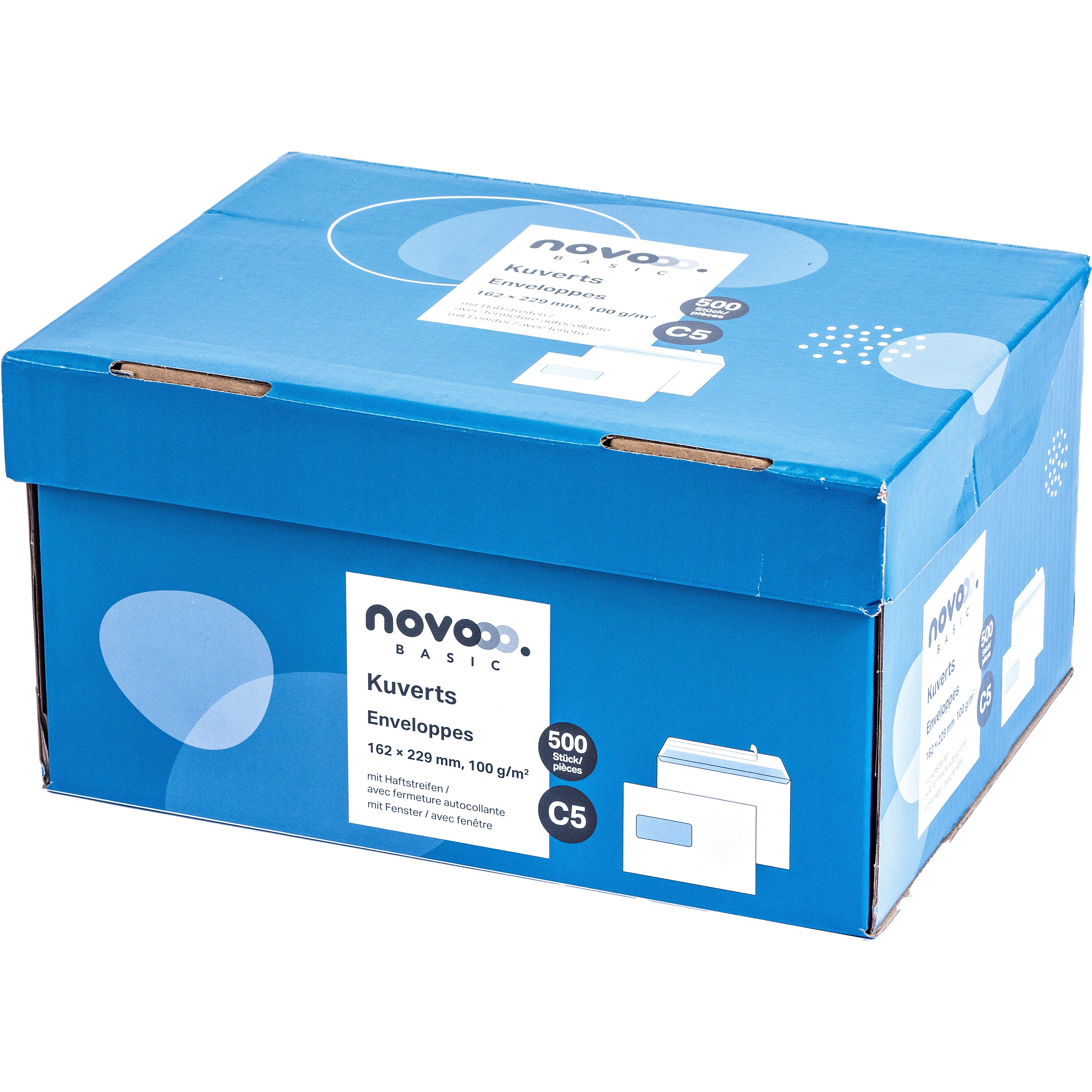 NOVOOO Enveloppe a/fenêtre gauche C5 731519 100g, blanc 500 pièces