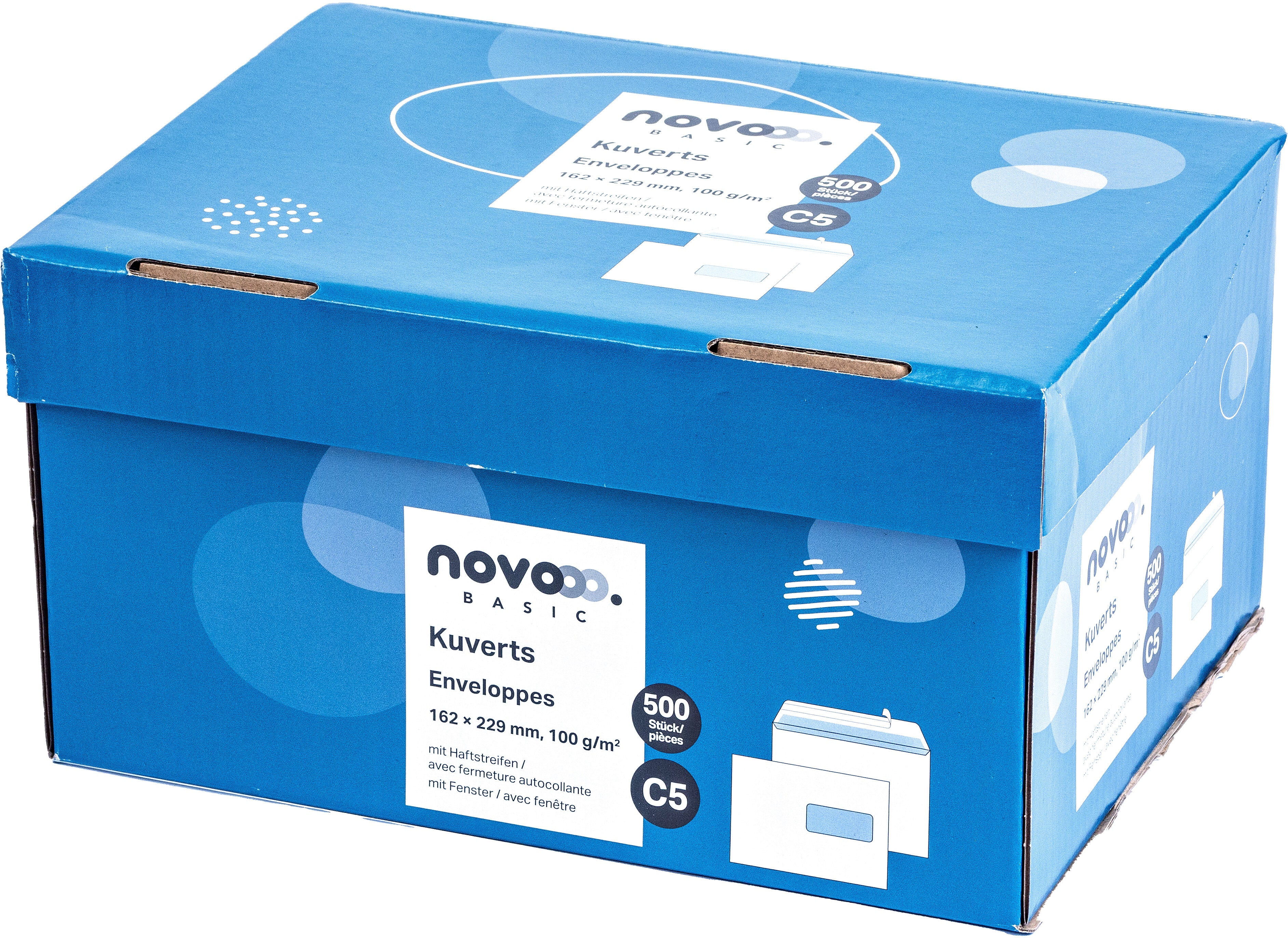 NOVOOO Enveloppe a/fenêtre droit C5 731520 100g, blanc 500 pièces