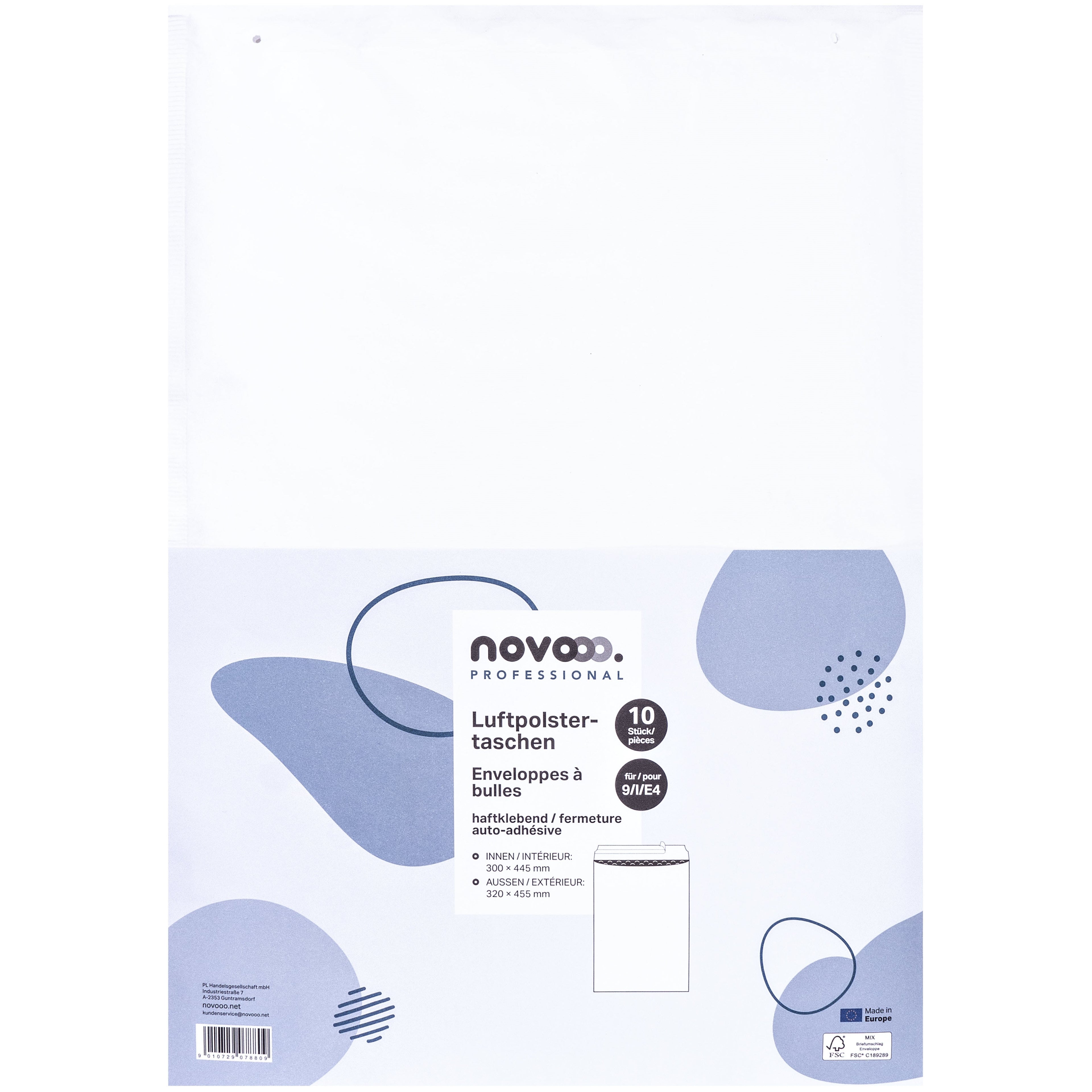 NOVOOO Enveloppe molleton Gr.9 E-1712152 blanc, 320x455mm 10 pièces