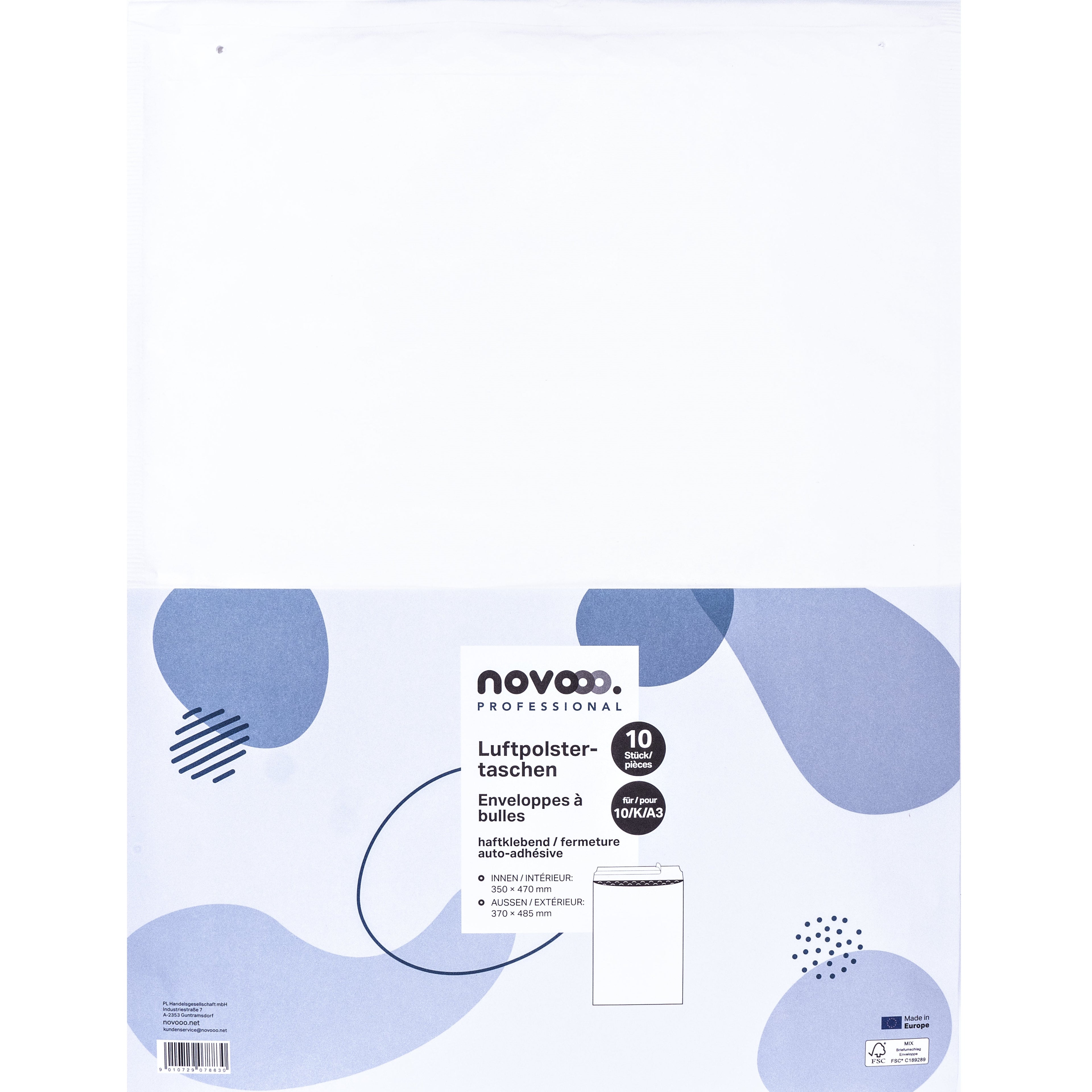 NOVOOO Enveloppe molleton Gr.10 E-1712153 blanc, 370x485mm 10 pièces