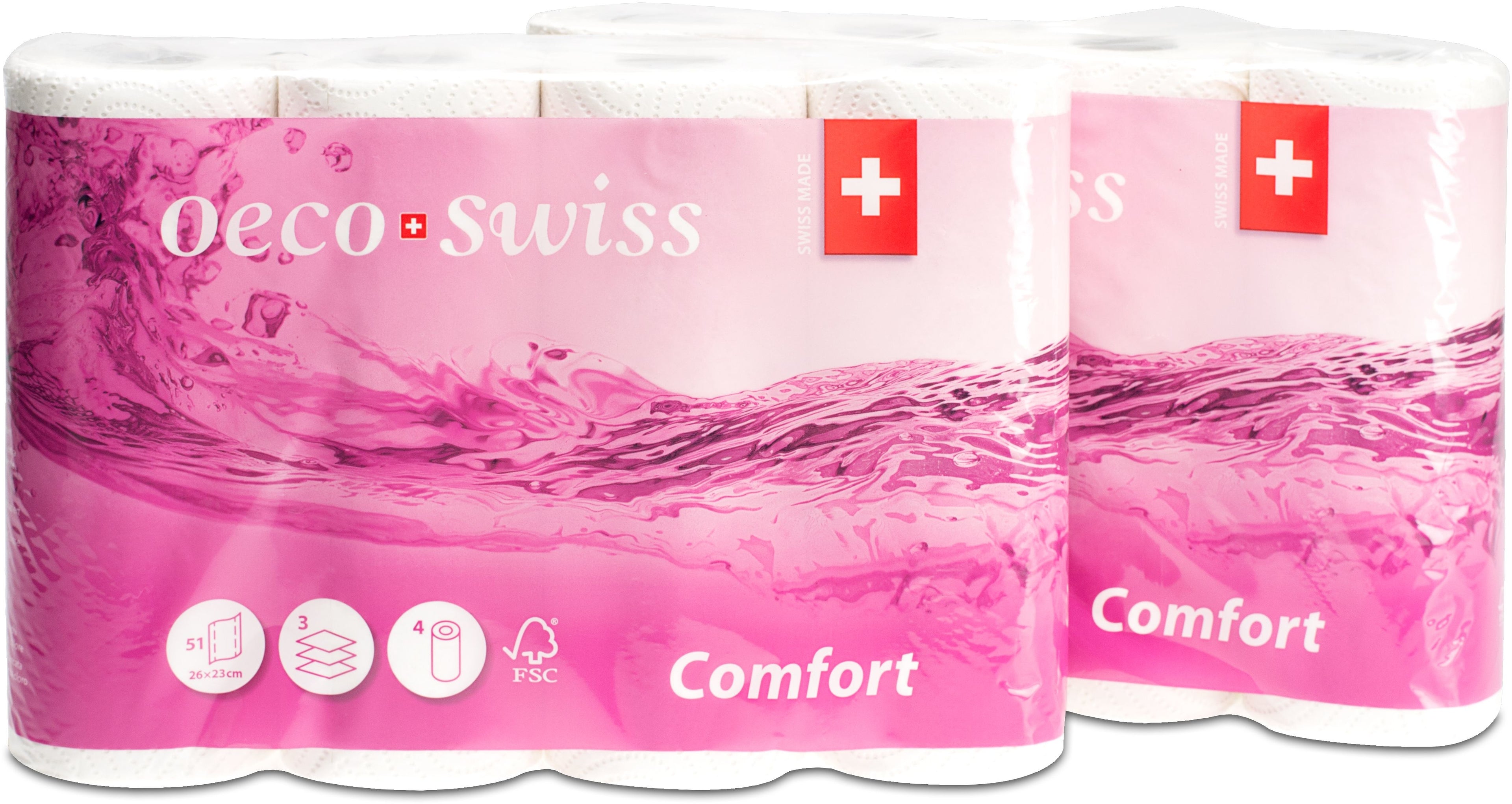 OECO SWISS Papier de cuisinie Comfort 3188510 3 plis, 4 roul., 26x23cm