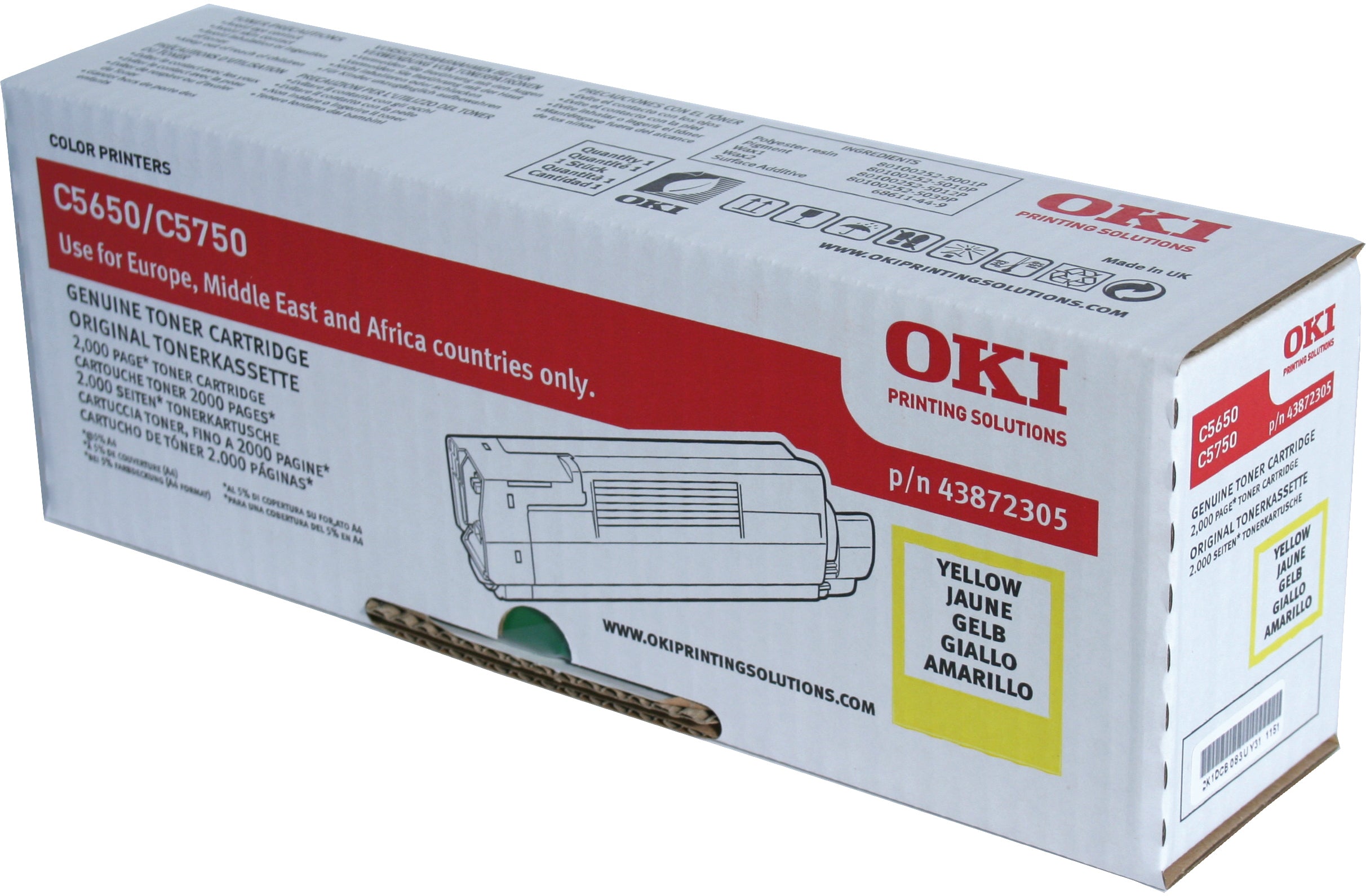 OKI Toner yellow 43872305 C5650/5750 2000 pages