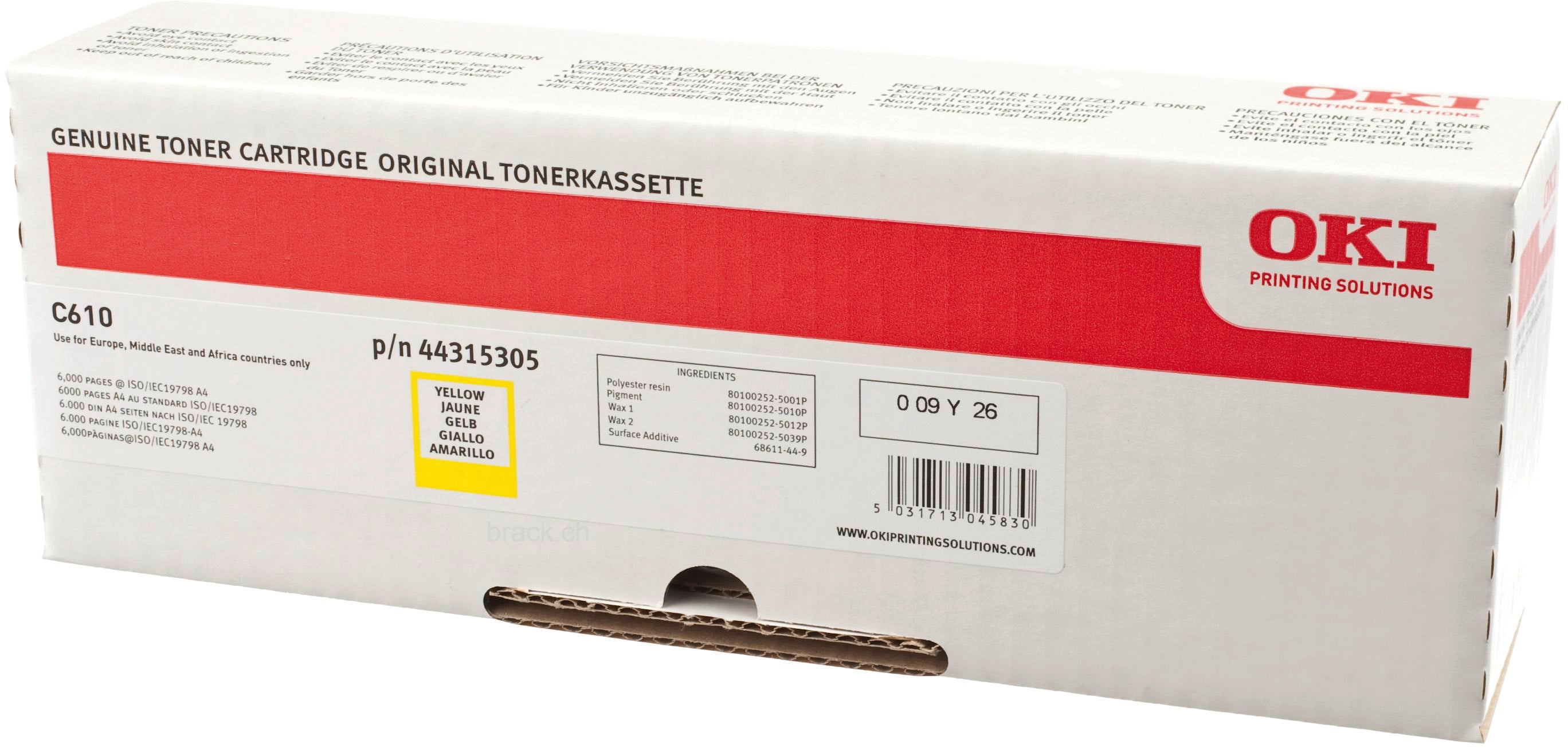 OKI Toner yellow 44315305 C610 6000 pages