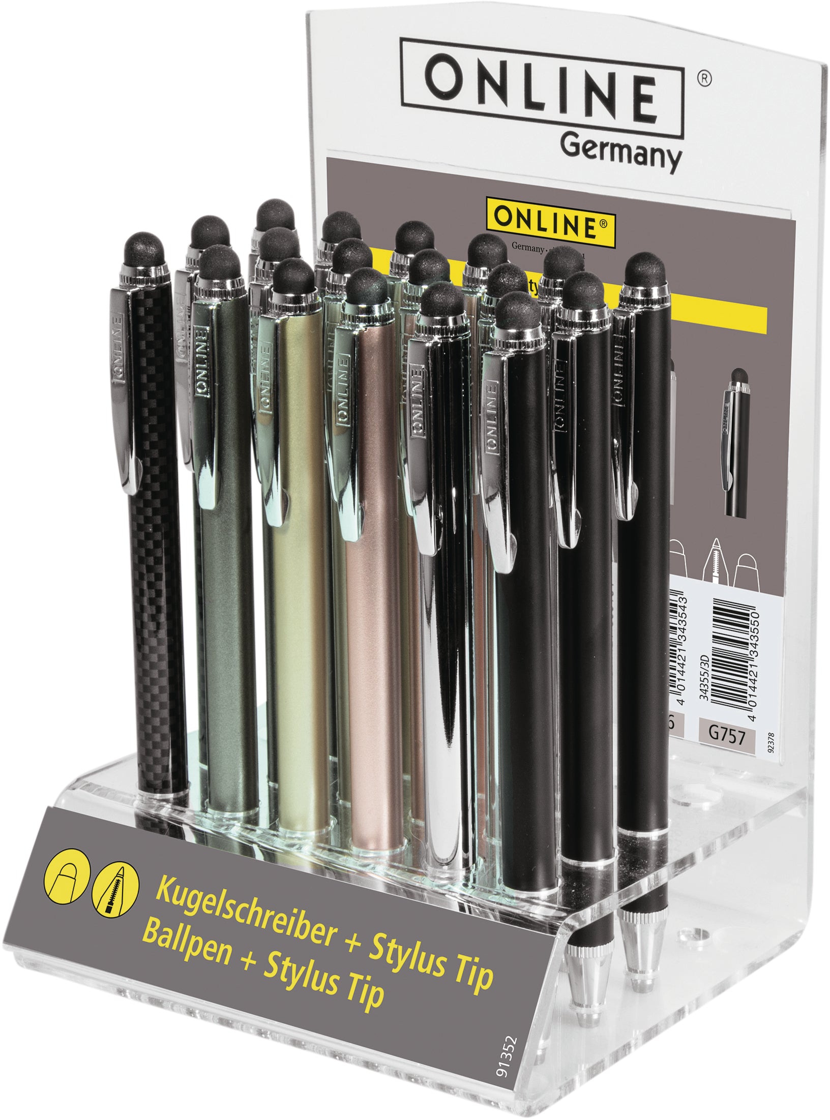 ONLINE Acryl Display Stylo à bille 34356/18 Stylus XL, assortés