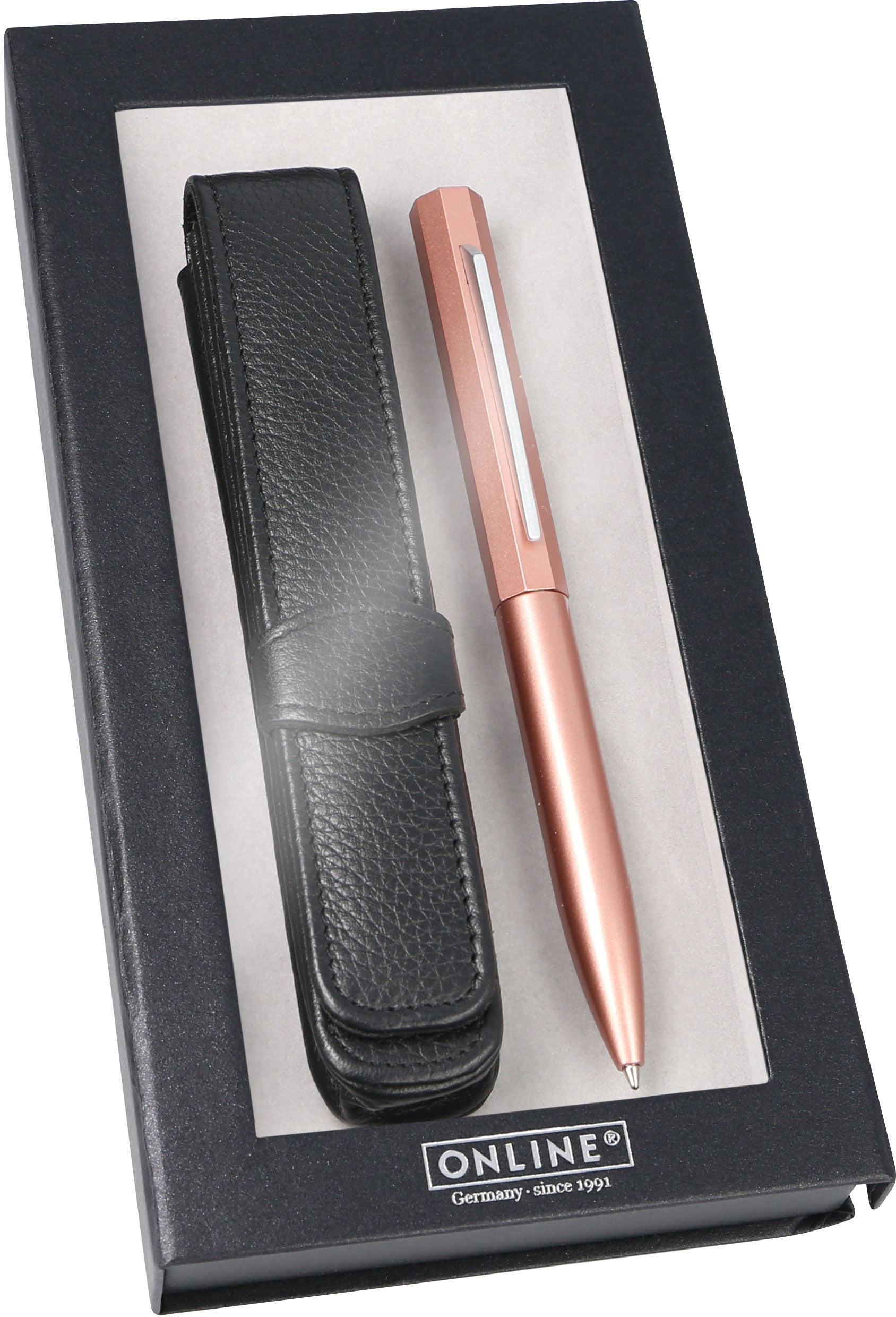 ONLINE Set Stylo a bille Octopen 34693 or rouge, Etui en cuire
