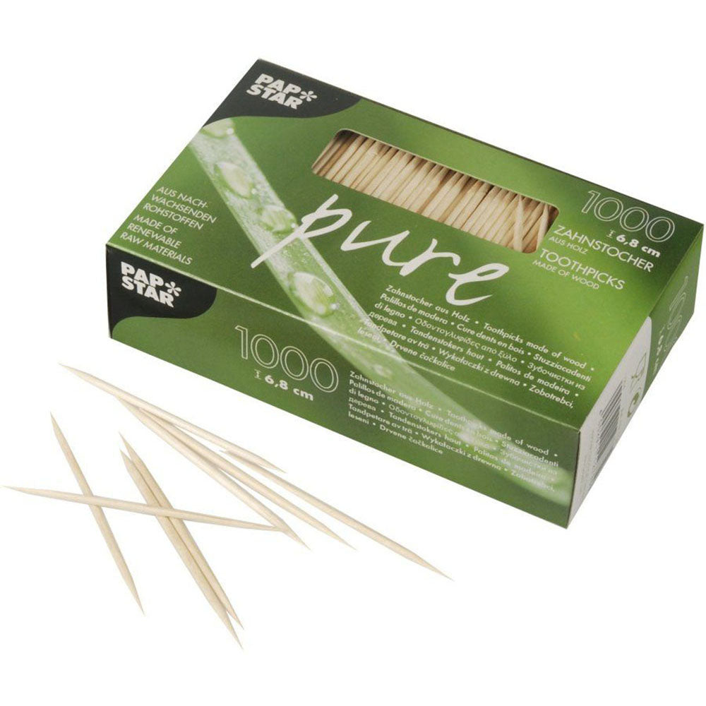 PAPSTAR Cure-dents PAP12735 en bois 6,8cm, 1000 pcs.