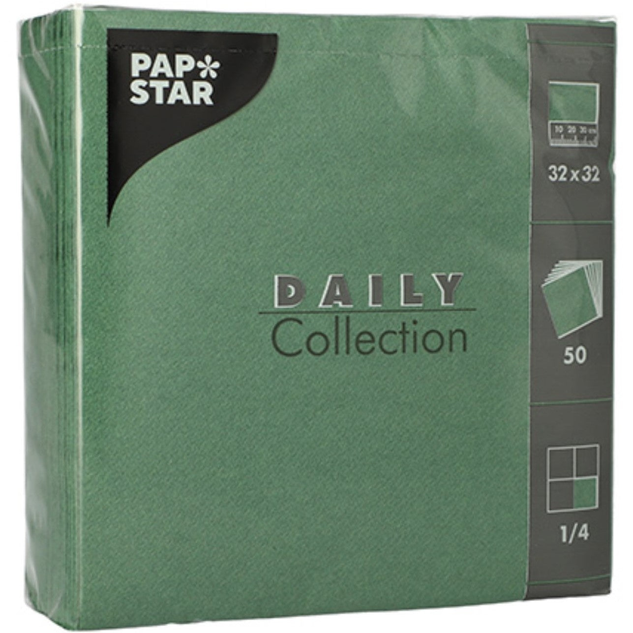PAPSTAR Serviettes PAP86974 3 couches, vert foncé, 50 pcs