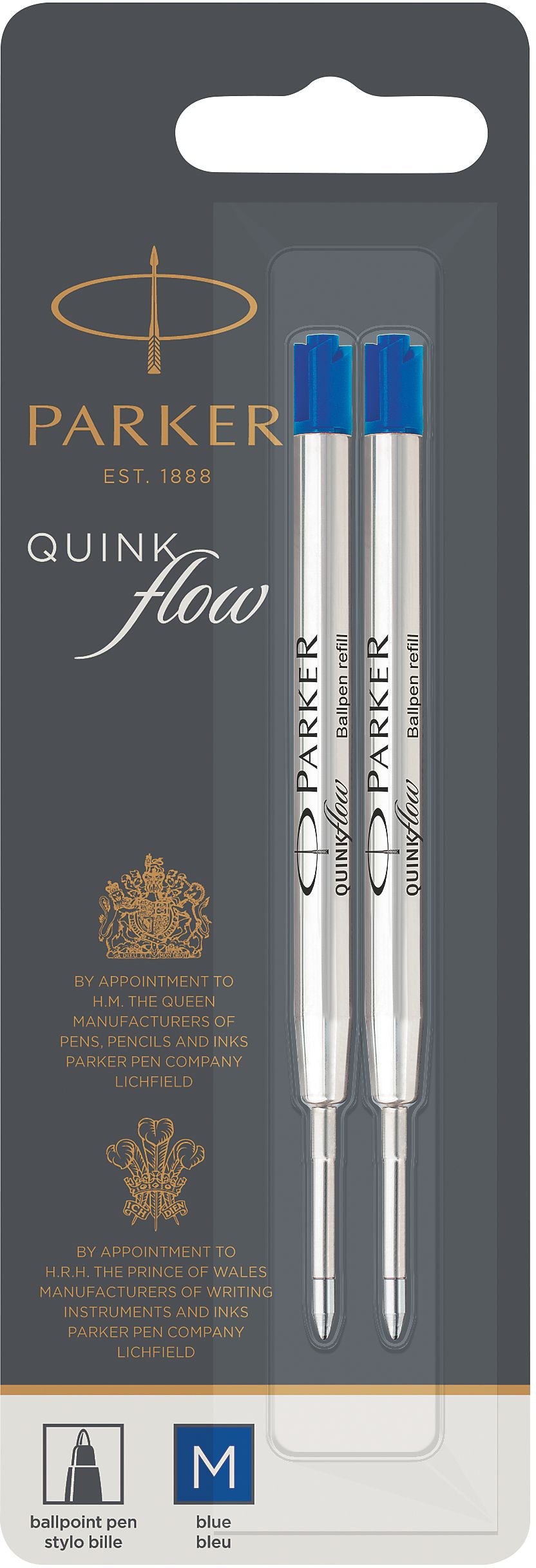 PARKER Stylo à bille mine M 1950373 QUINKflow, 2Stk, bleu
