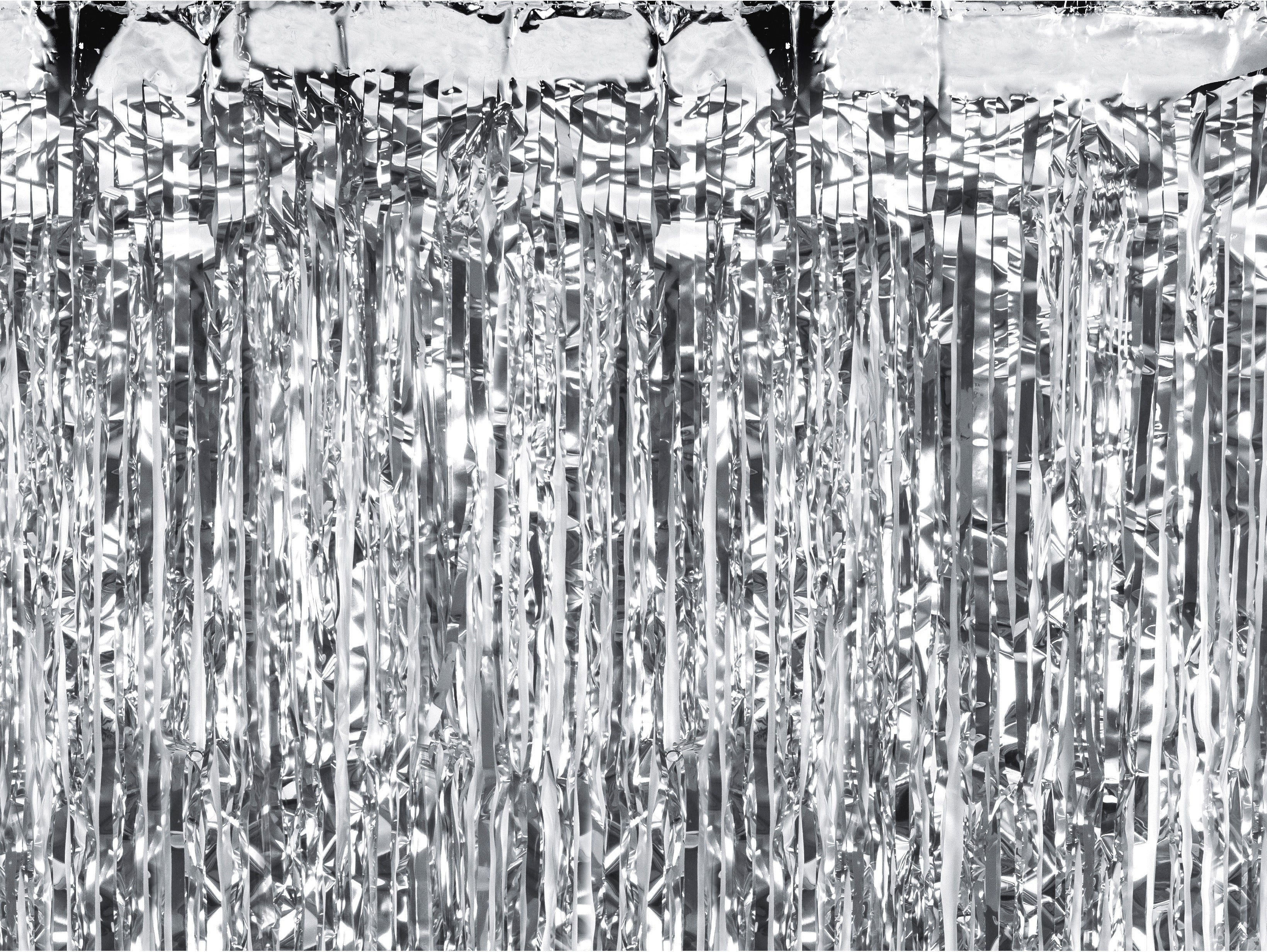 PARTYDECO Rideau de fête 100x200cm CRT3M-018 Argent métallisé