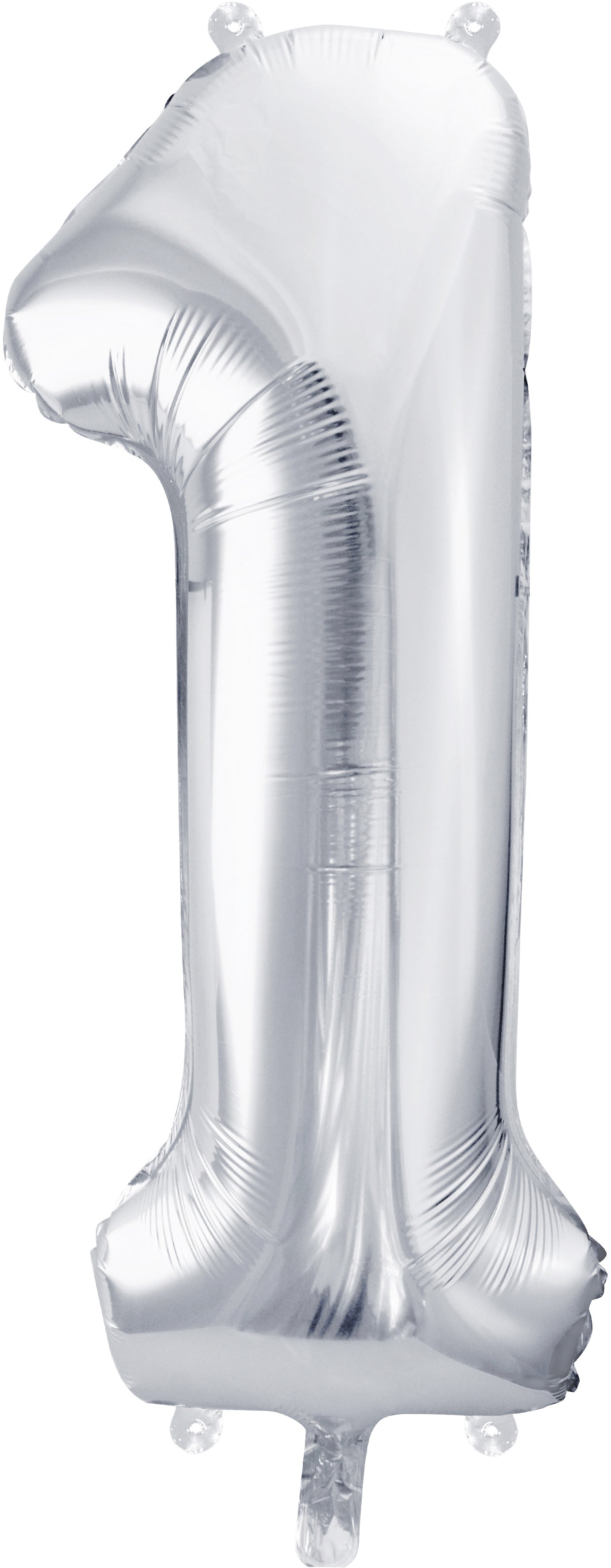 PARTYDECO Ballon en plastique no. 1 86cm FB1M-1-018 argent