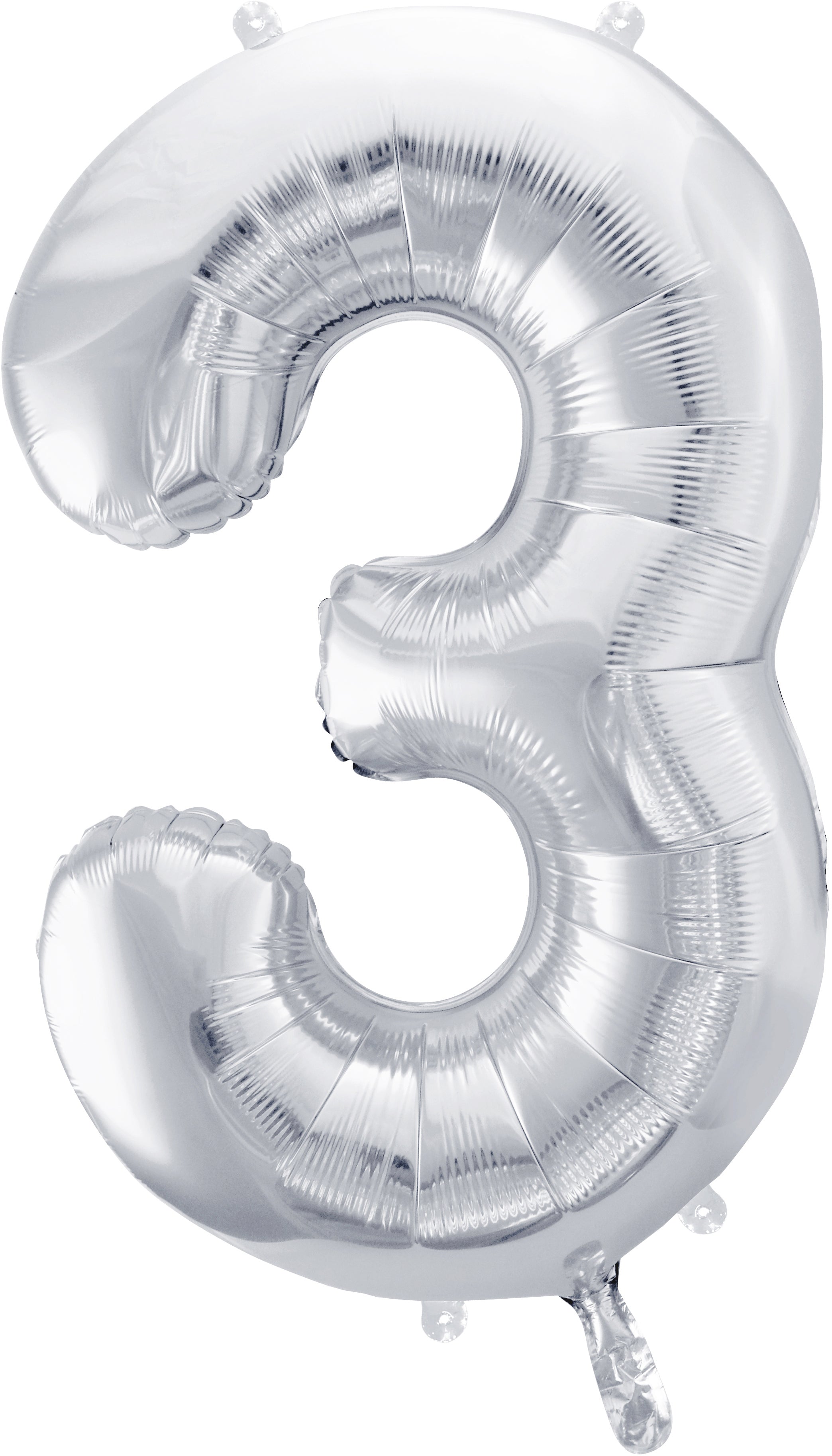 PARTYDECO Ballon en plastique no. 3 86cm FB1M-3-018 argent