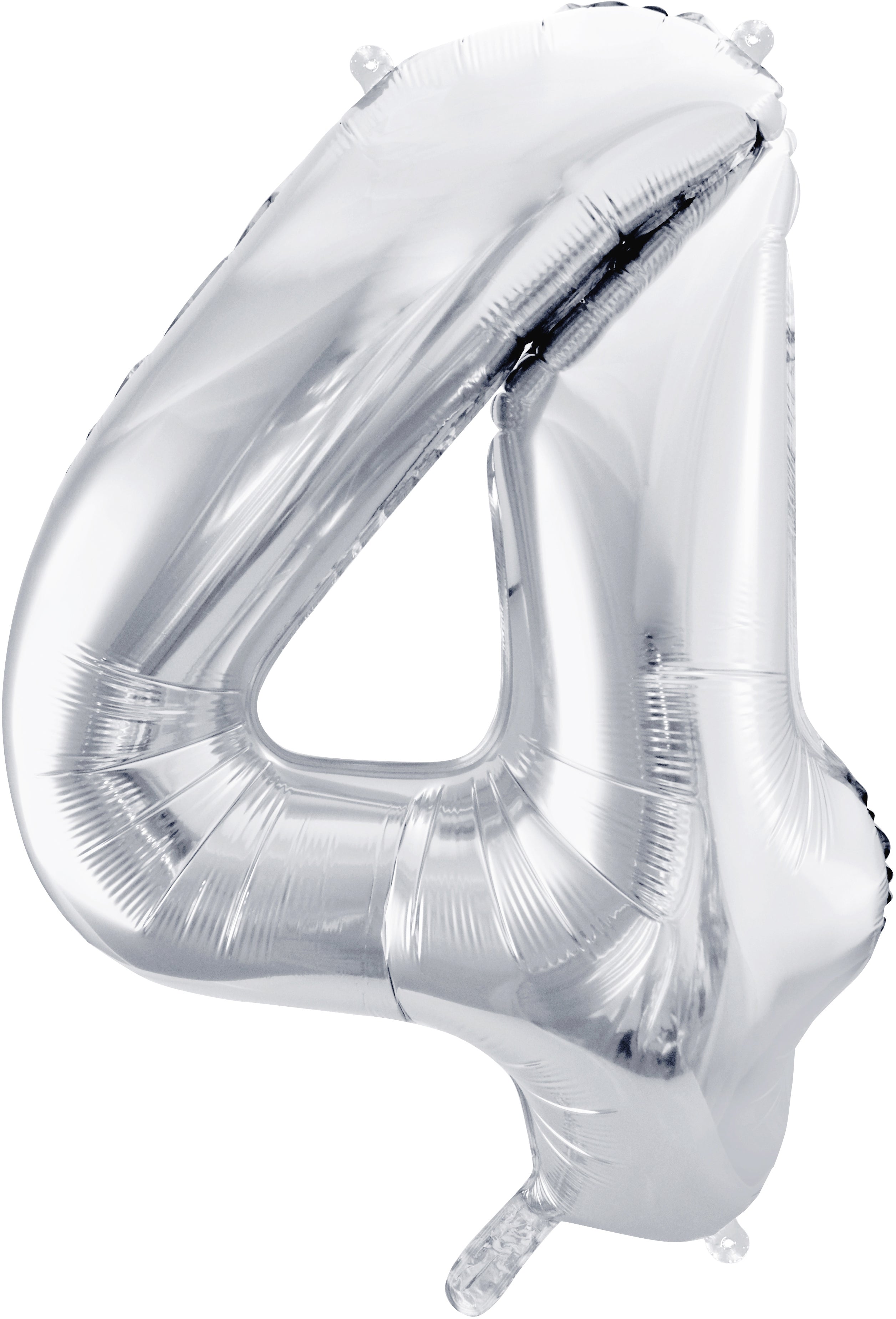 PARTYDECO Ballon en plastique no. 4 86cm FB1M-4-018 argent