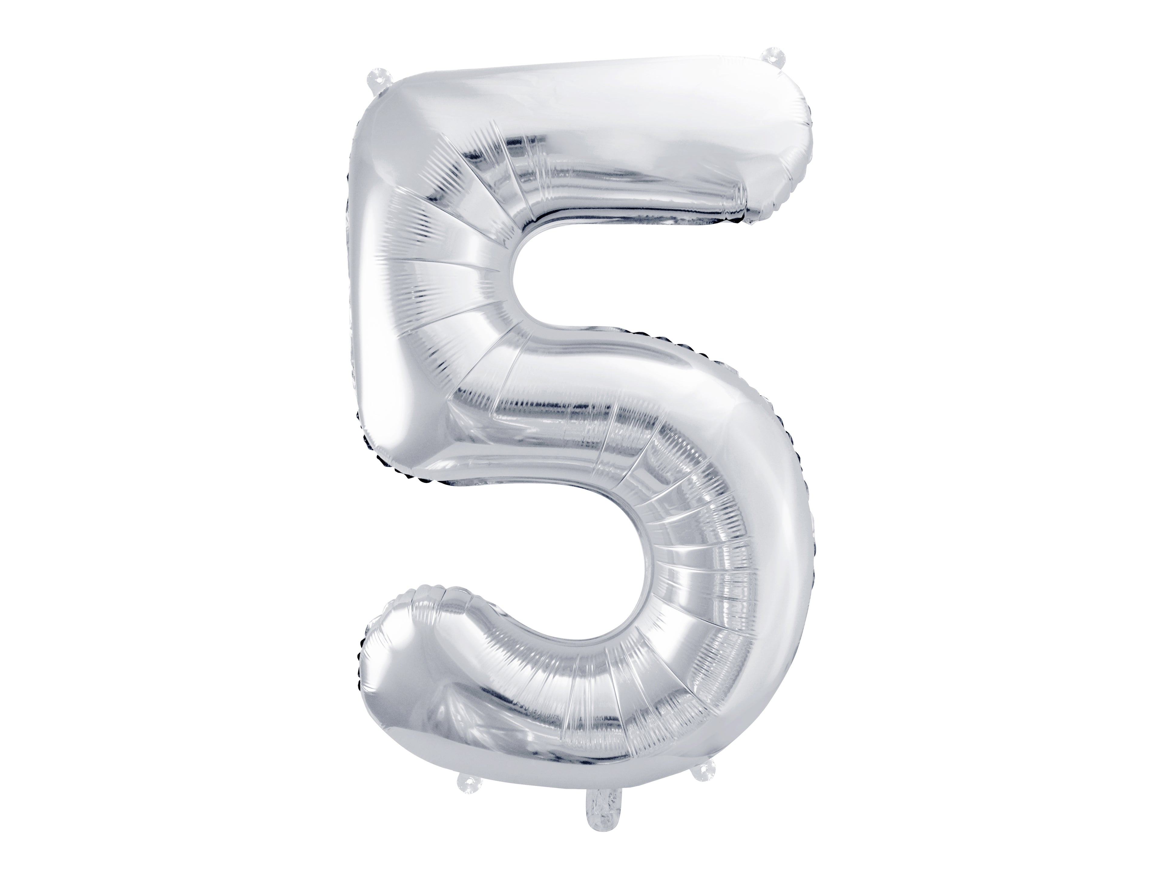 PARTYDECO Ballon en plastique no. 5 86cm FB1M-5-018 argent