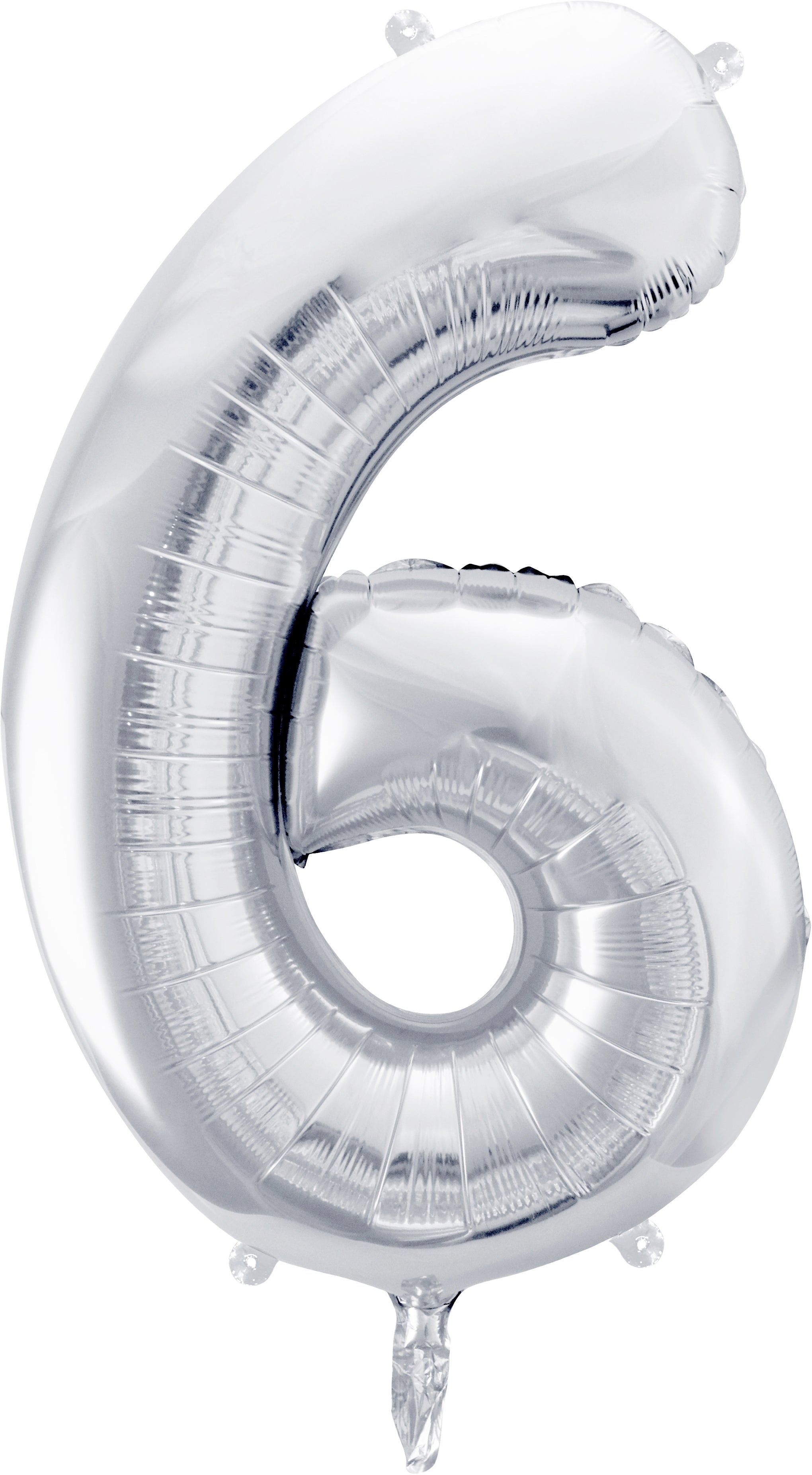 PARTYDECO Ballon en plastique no. 6 86cm FB1M-6-018 argent
