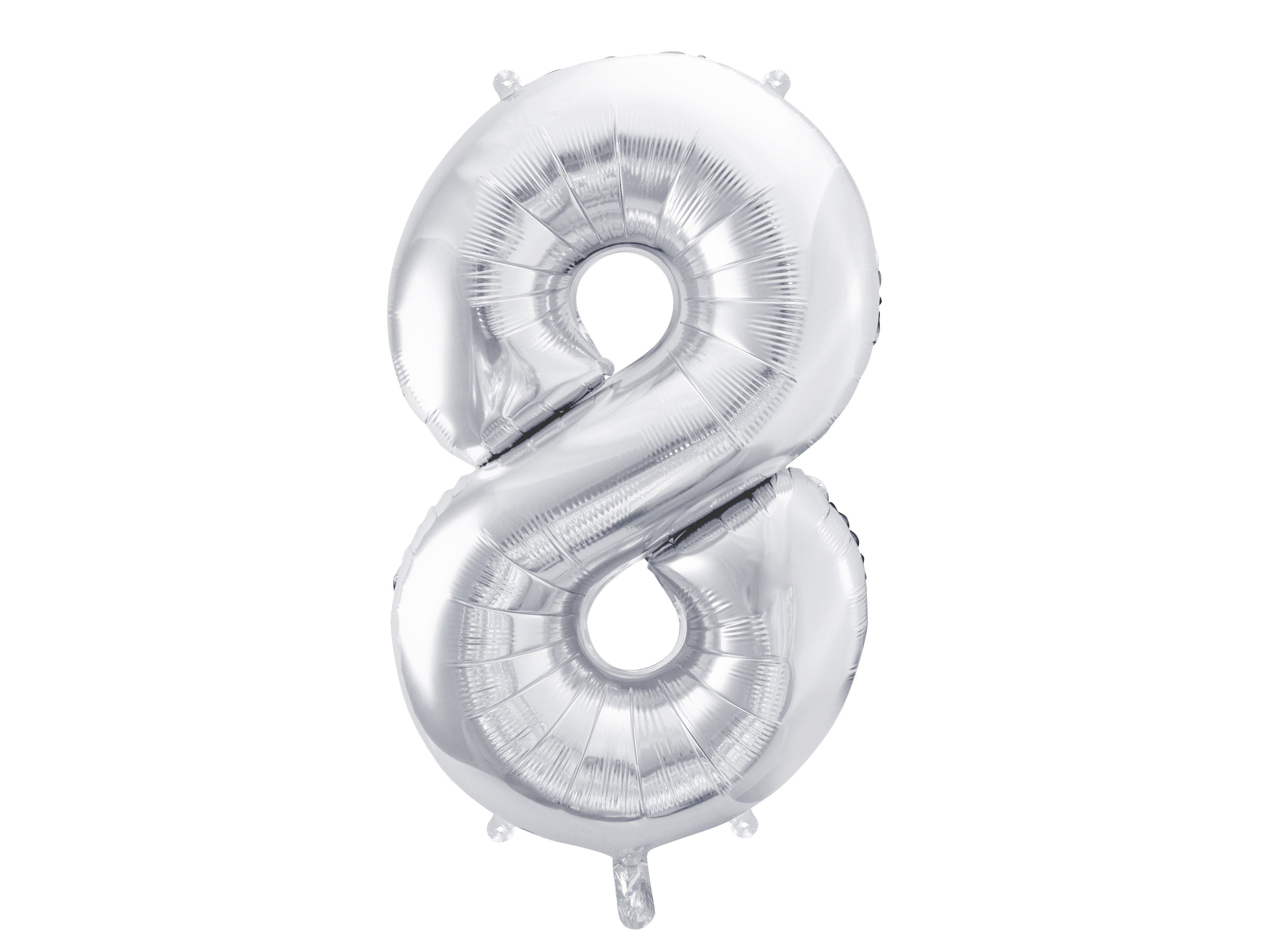 PARTYDECO Ballon en plastique no. 8 86cm FB1M-8-018 argent