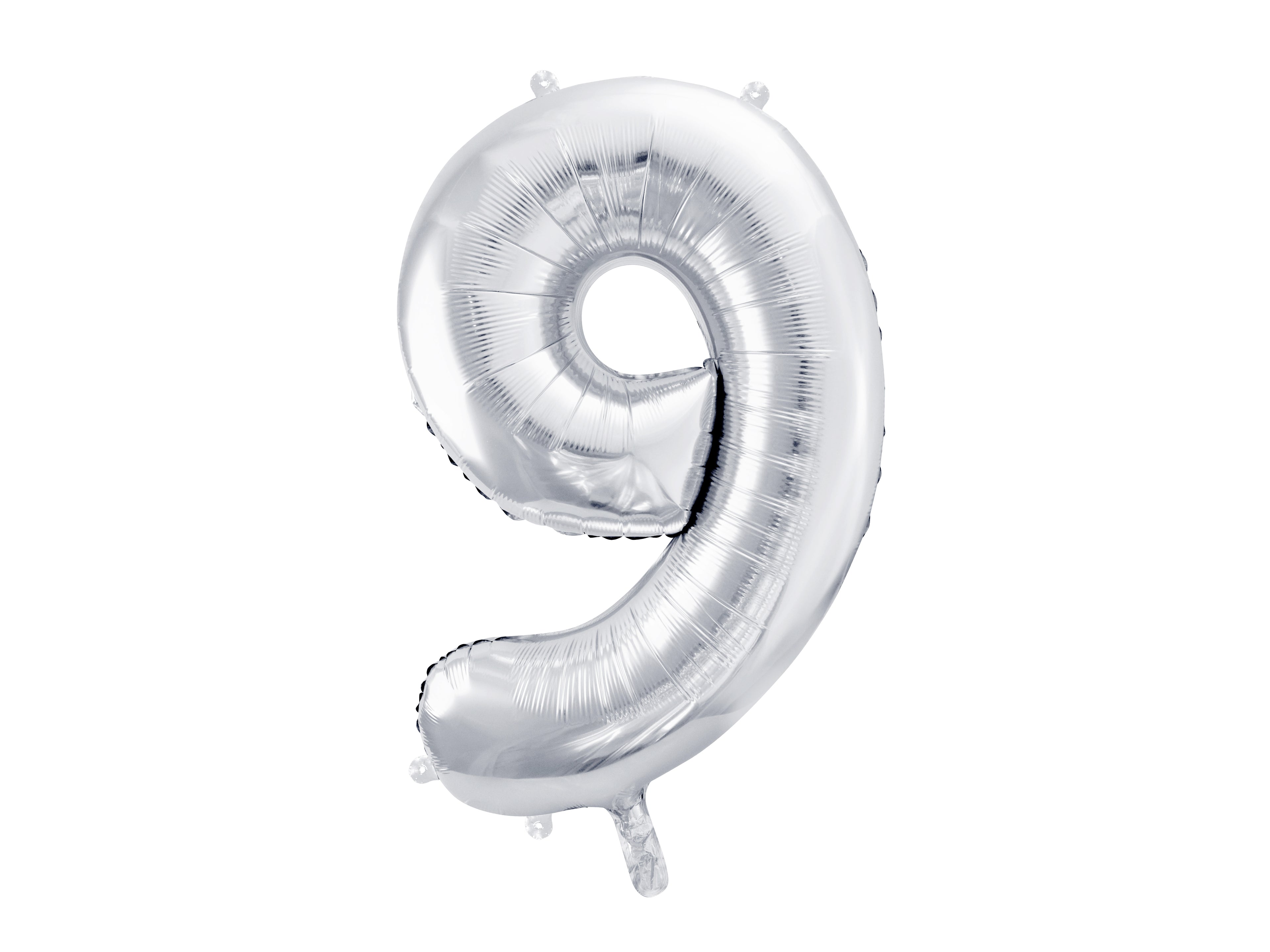 PARTYDECO Ballon en plastique no. 9 86cm FB1M-9-018 argent