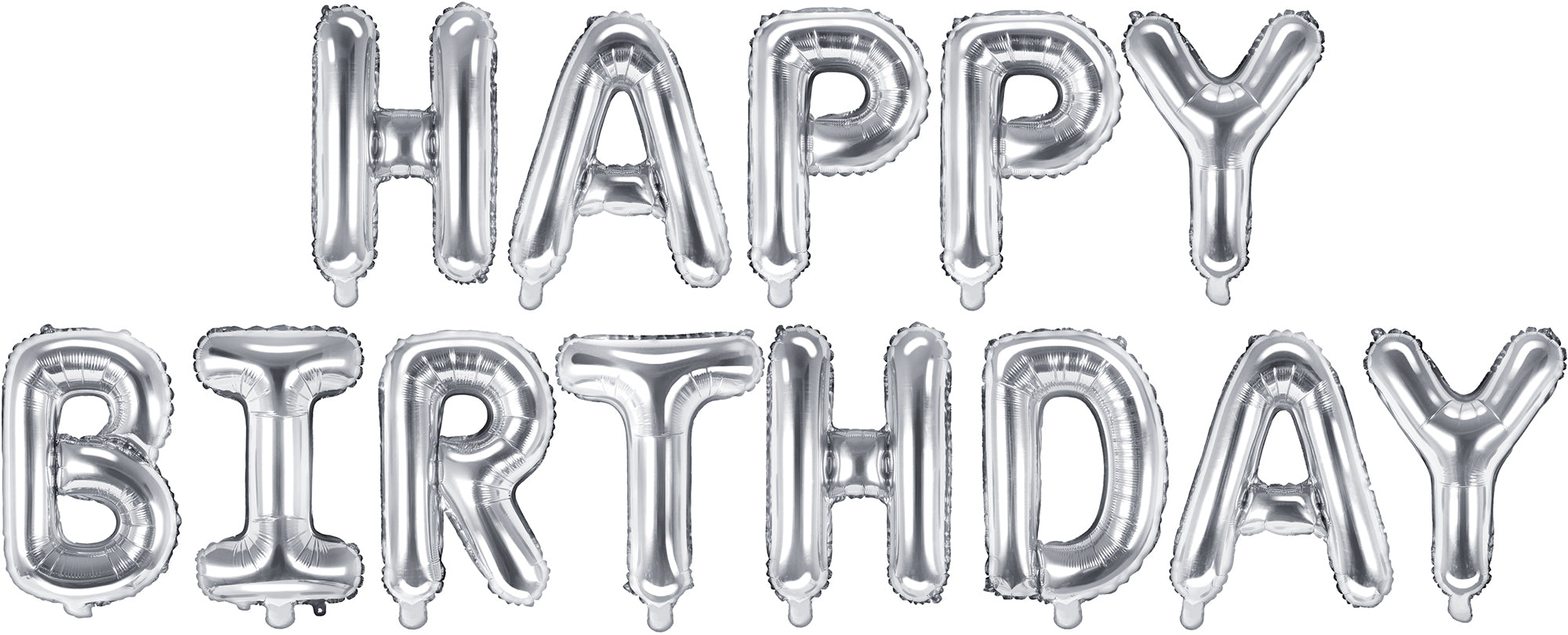 PARTYDECO Ballon en plastique 340x35cm FB6M-018 Happy Birthday argent