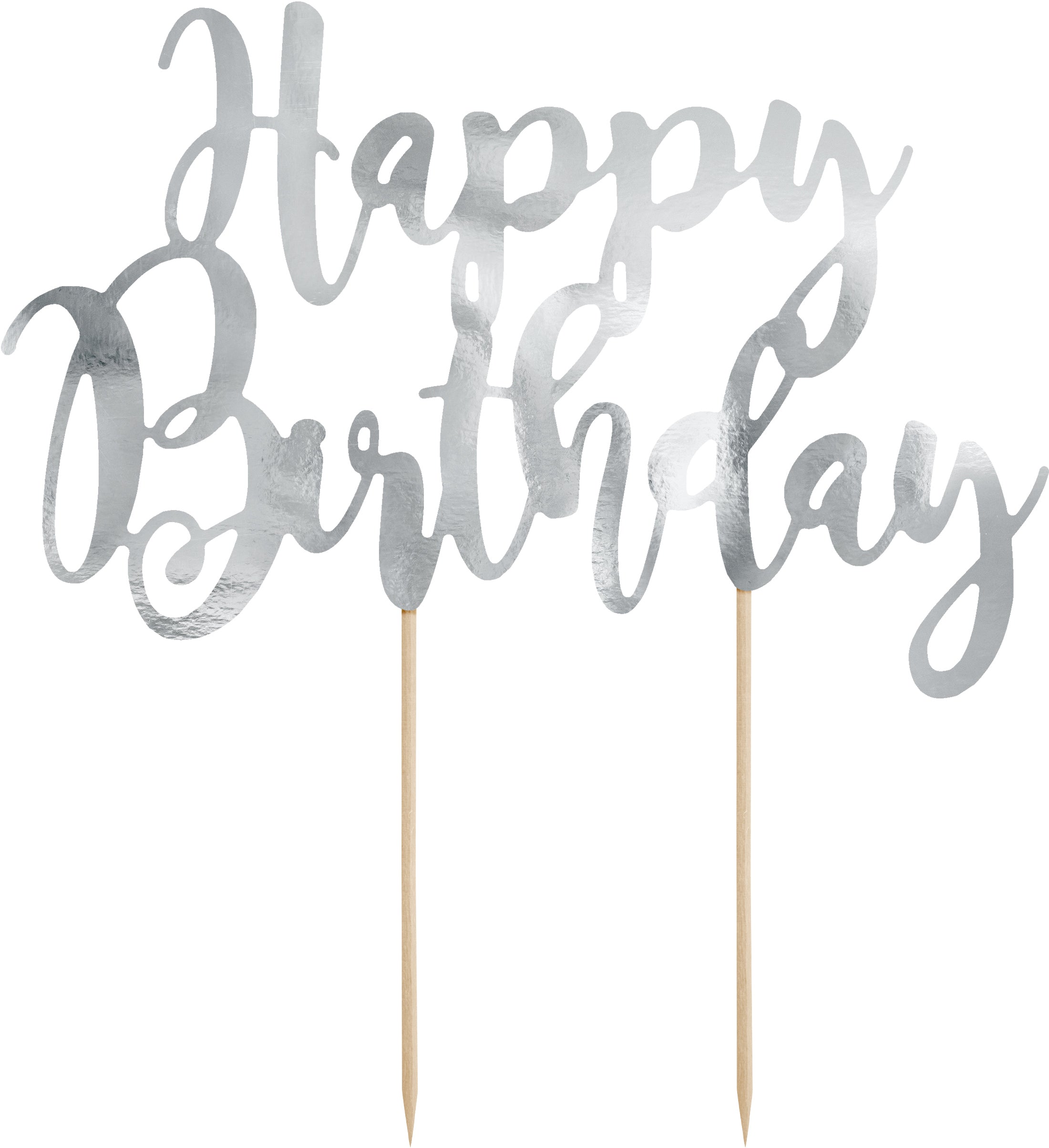 PARTYDECO Caketopper 22.5cm KPT11-018M Joyeux anniversaire argent