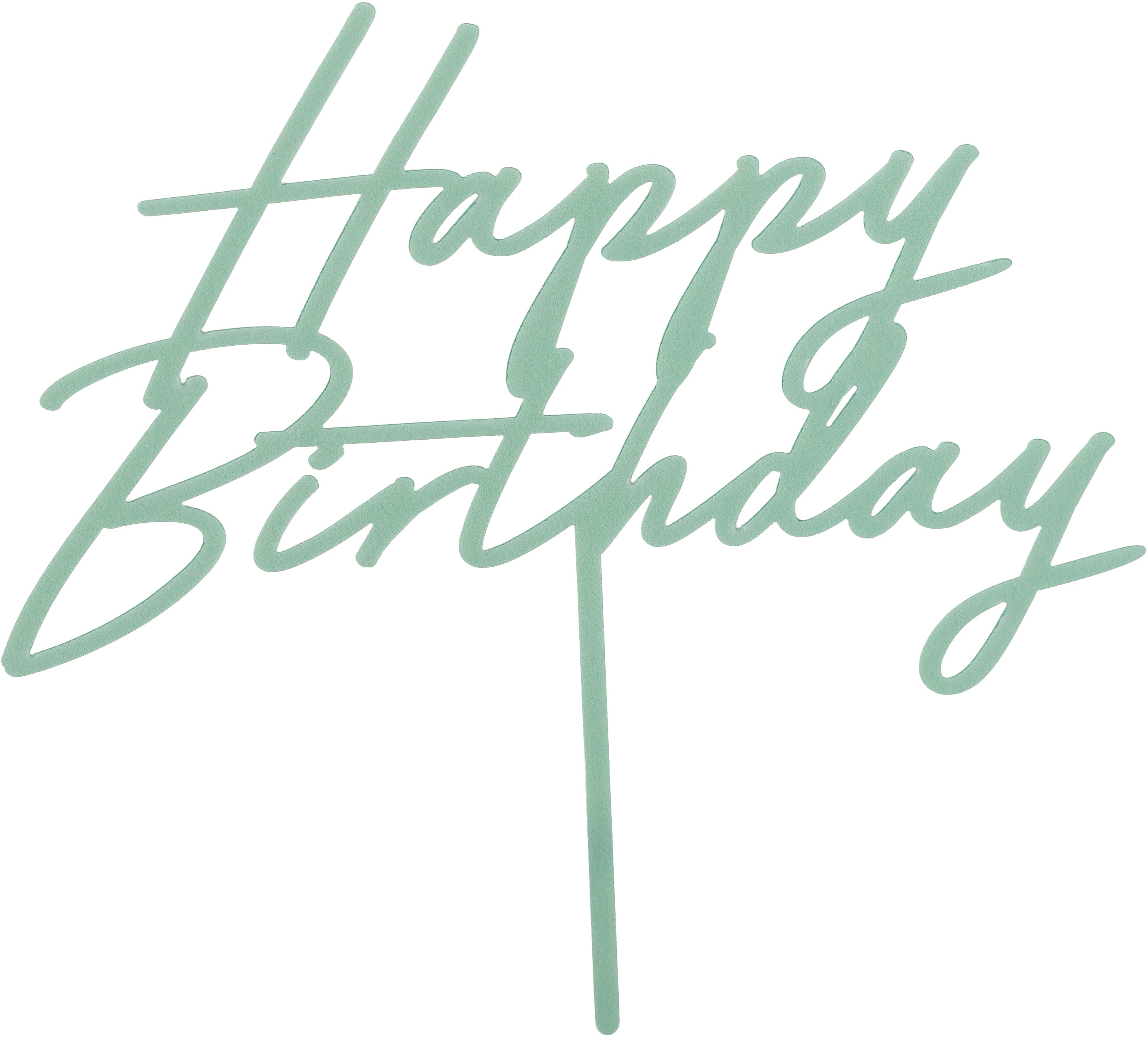 PARTYDECO Décoration de gâteau 16.5cm KPT79-012 Happy Birthday vert clair