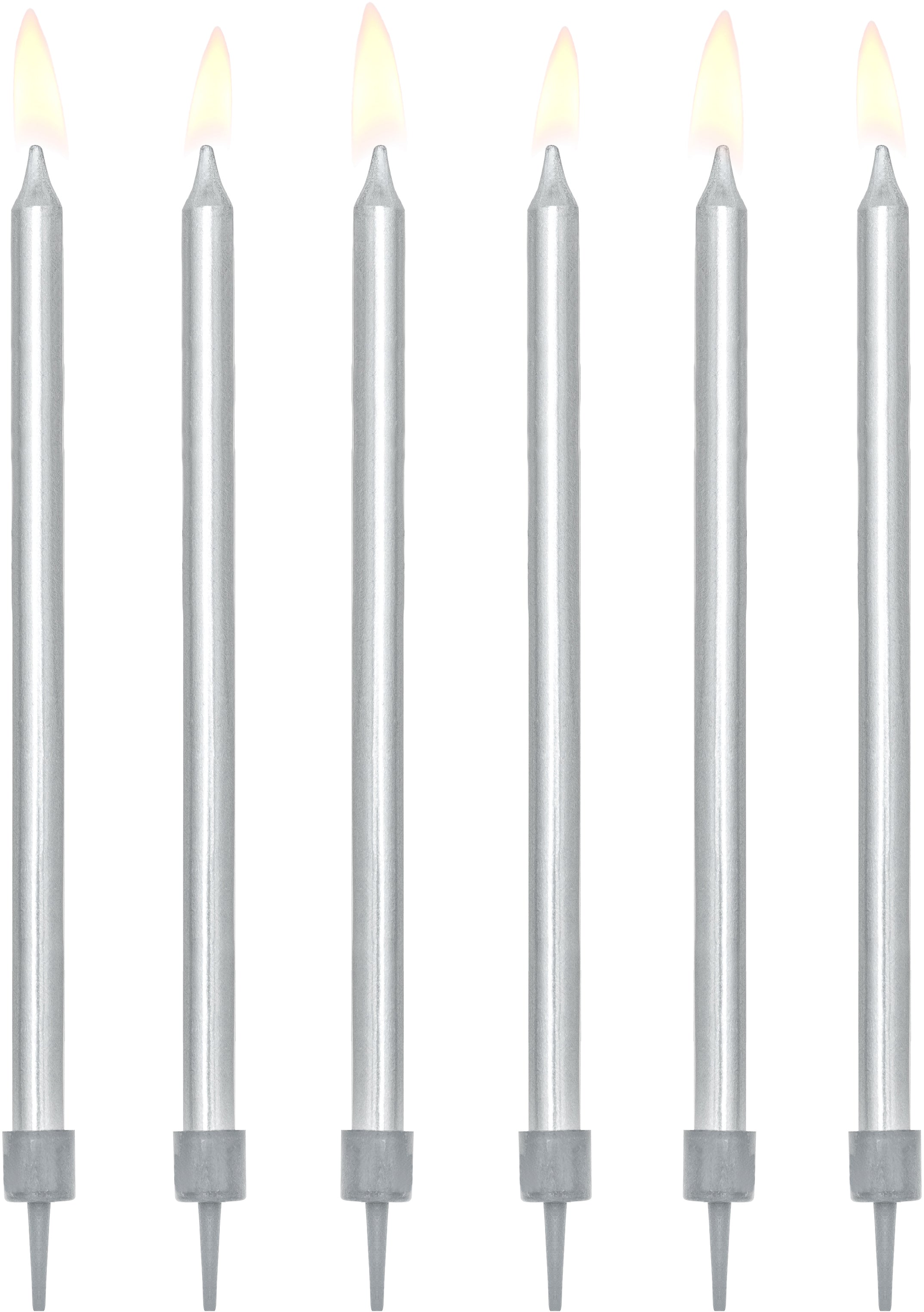 PARTYDECO Bougies d'anniversaire 12.5cm SCD-1-018ME argent 12 pièces