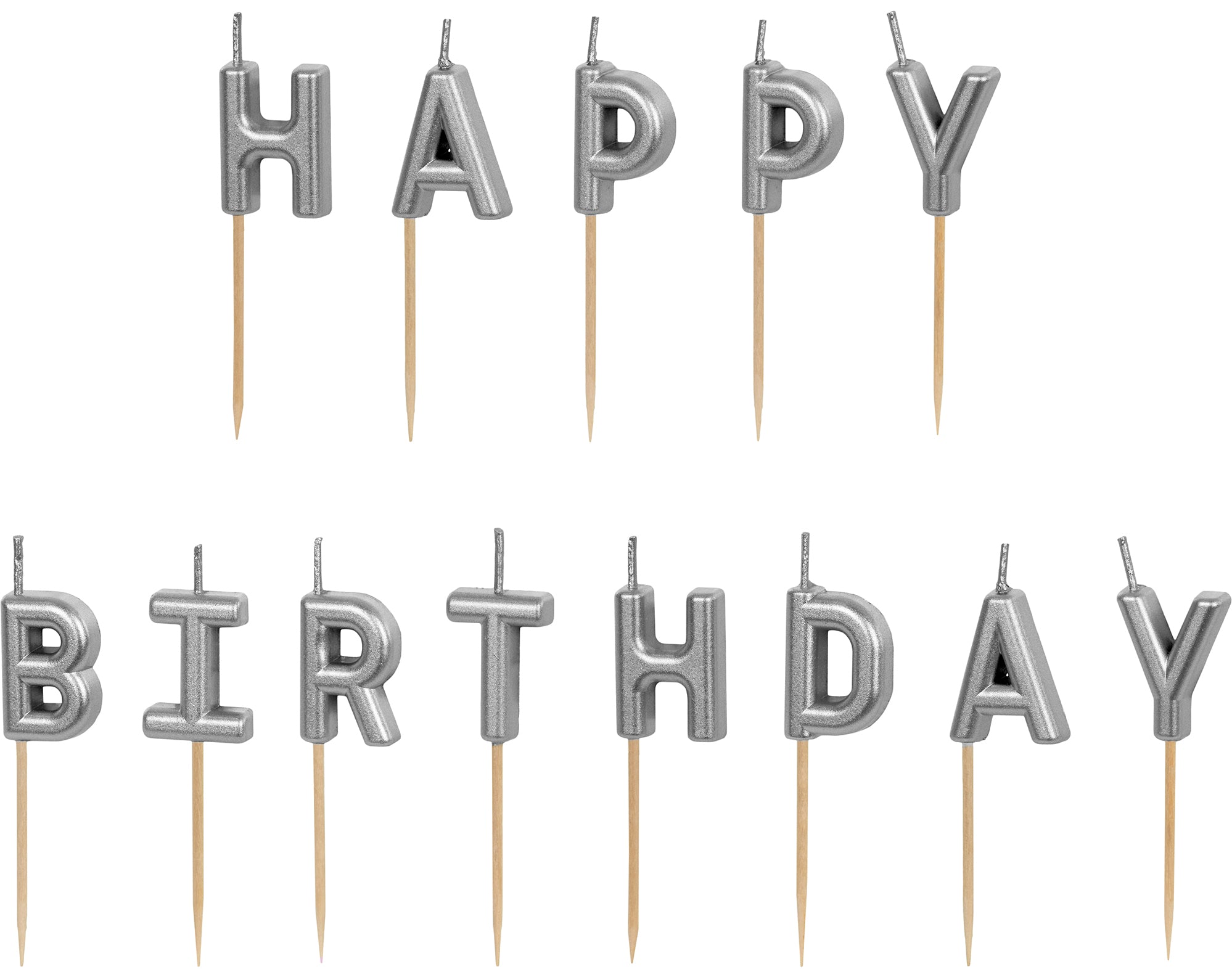 PARTYDECO Bougies Happy Birthday SCS-13-018 argent