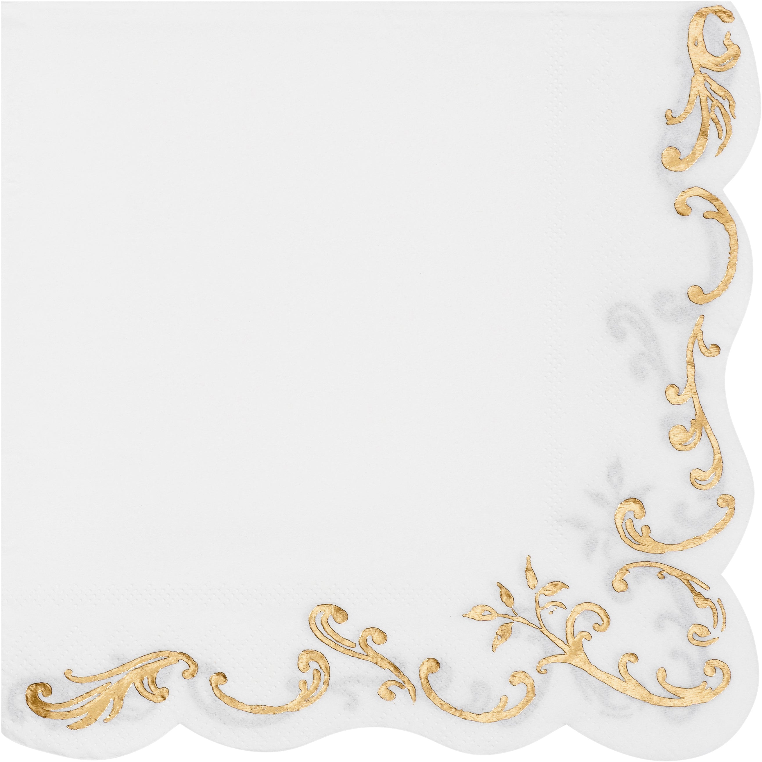 PARTYDECO Serviettes 33x33cm SP33-103-008 blanc/or 12 pièces