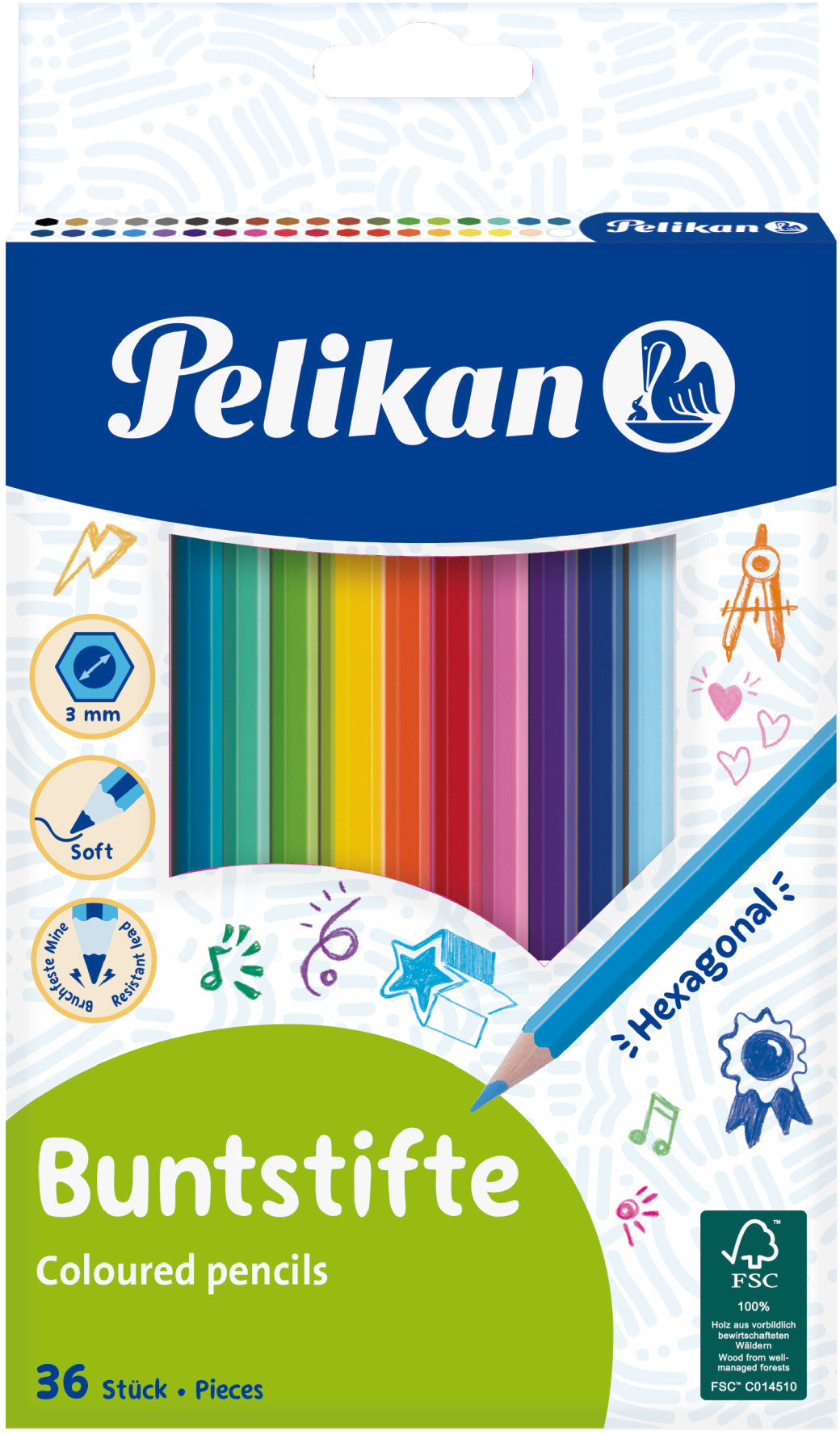 PELIKAN   Crayons de couleur hexagonal