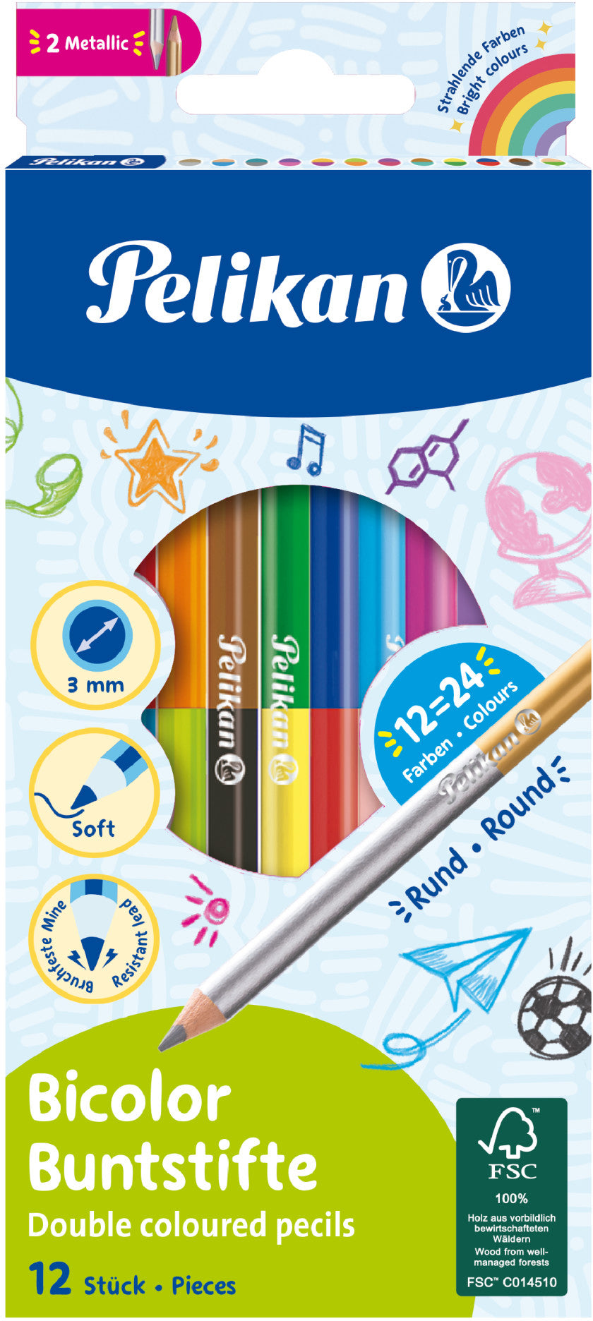 PELIKAN   Crayons de couleur Bicolor