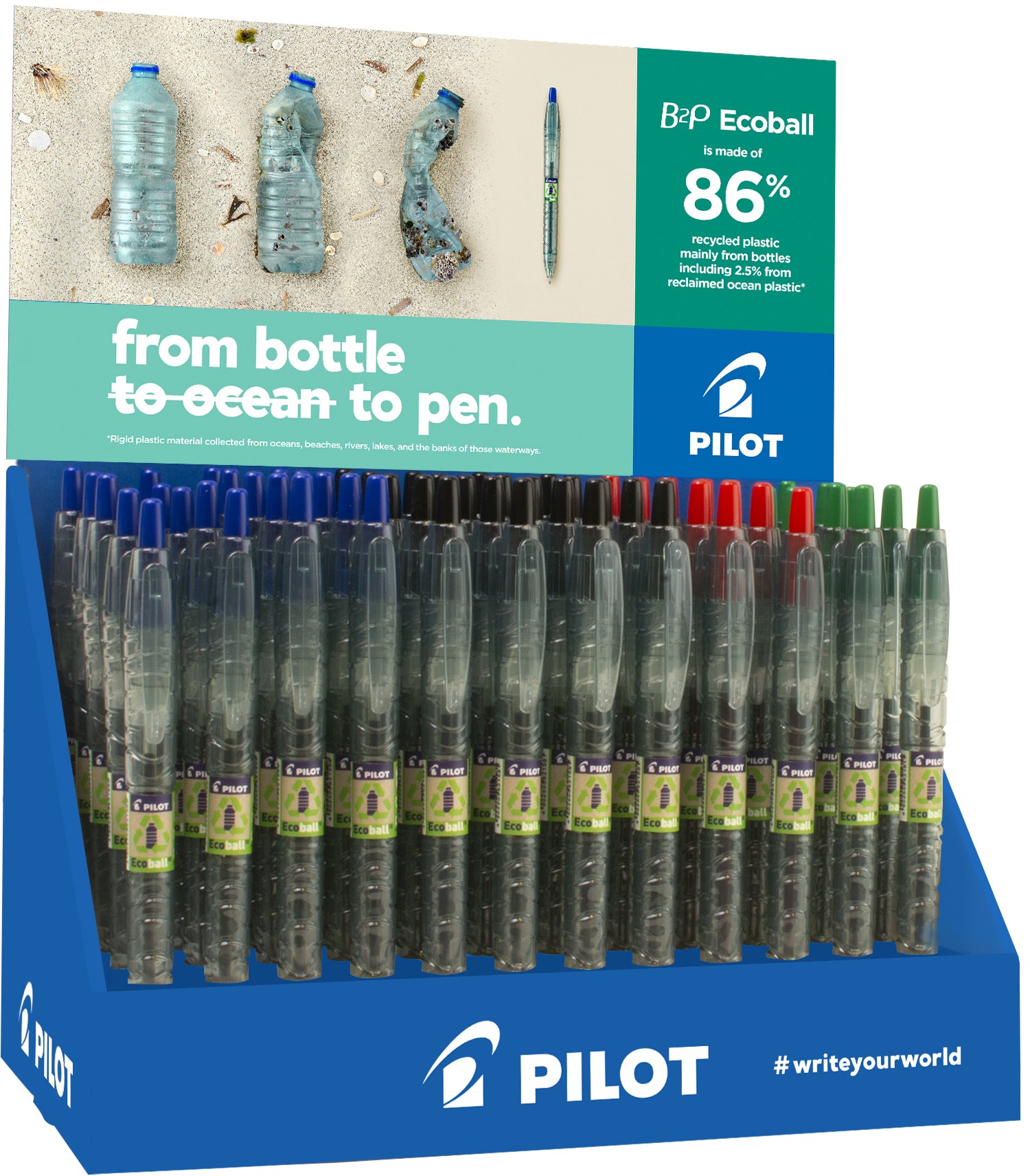PILOT Stylo à bille Ecoball B2P 199.168. Display 60 pcs.