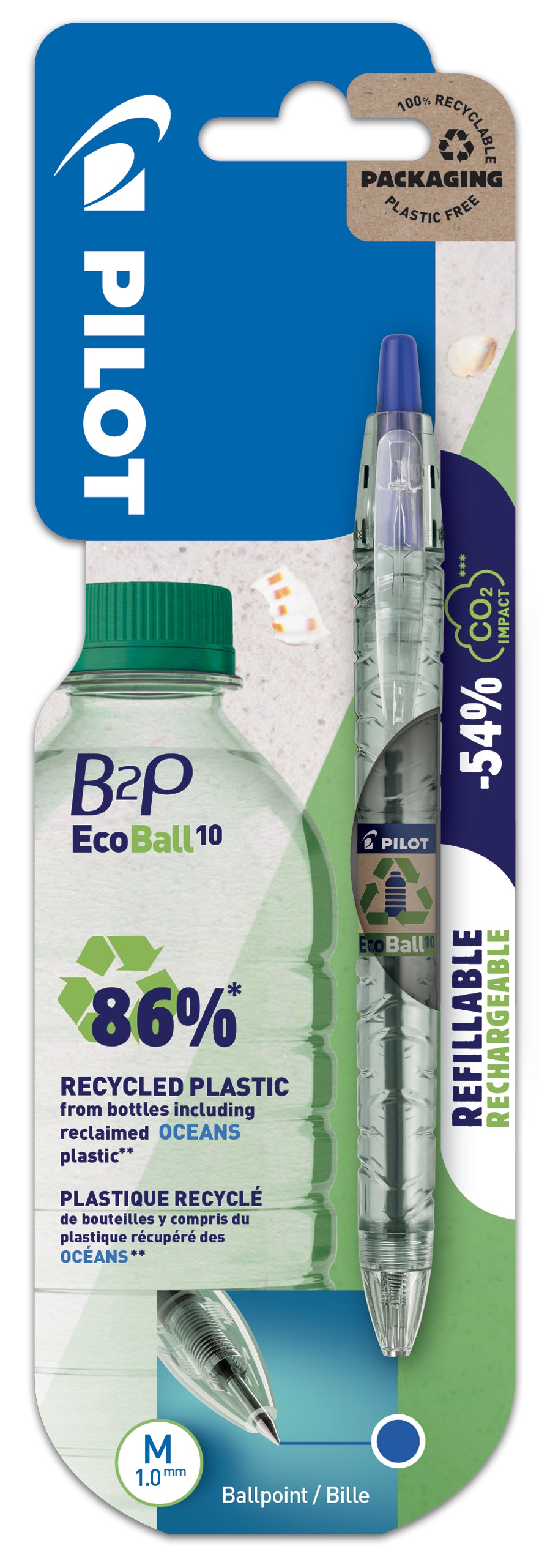 PILOT Stylo à bille Ecoball B2P BC1_0584490 bleu 1.0mm