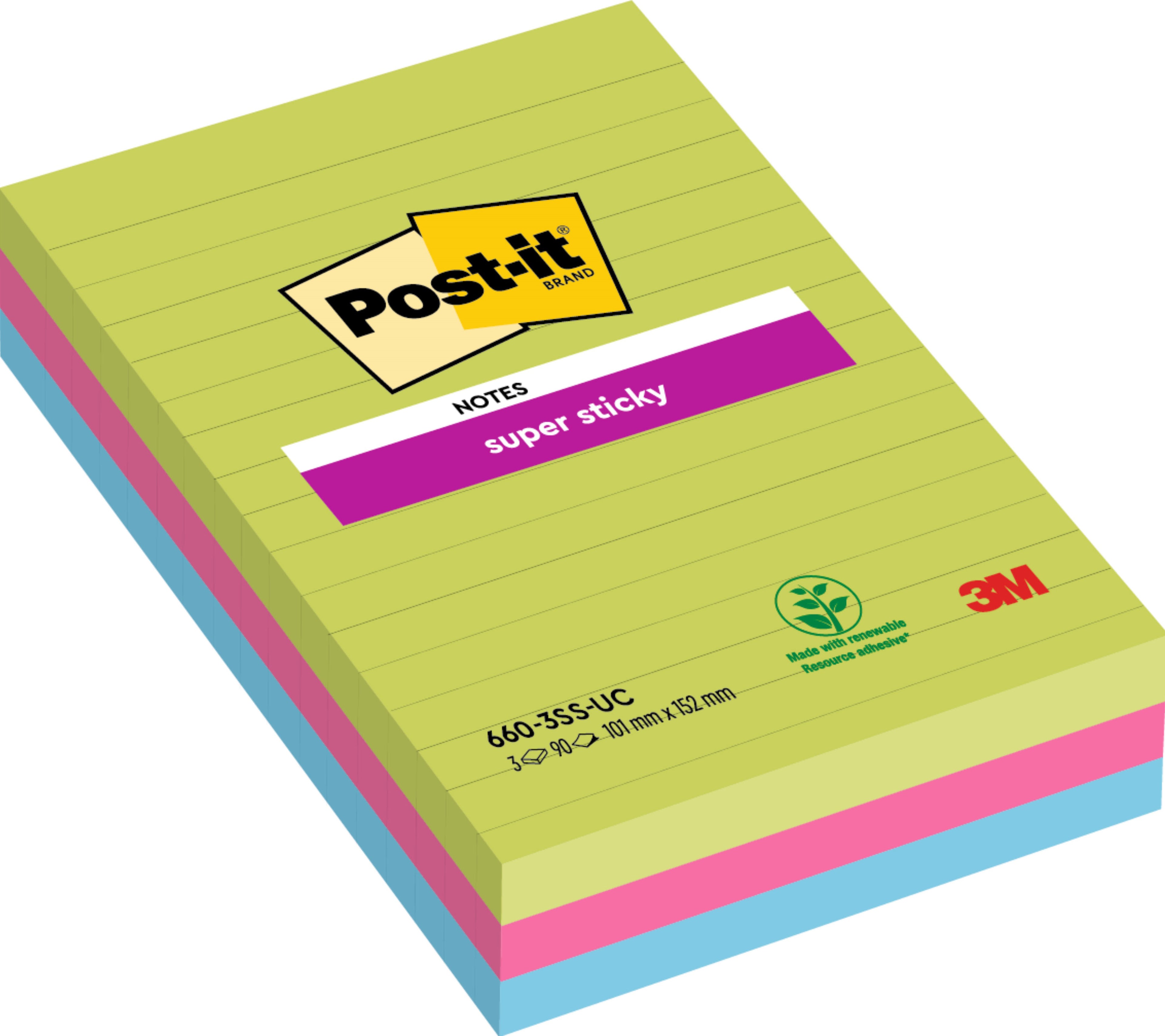 POST-IT   Bloc Super Sticky    102x152mm
