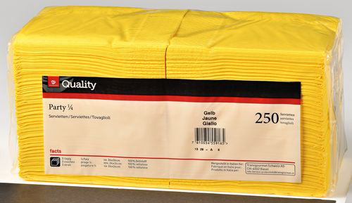 QUALITY Serviettes Party 24x24cm 992122 jaune 250 pcs.