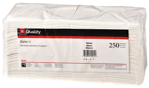 QUALITY Serviettes Party 24x24cm 992570 blanc 250 pcs.