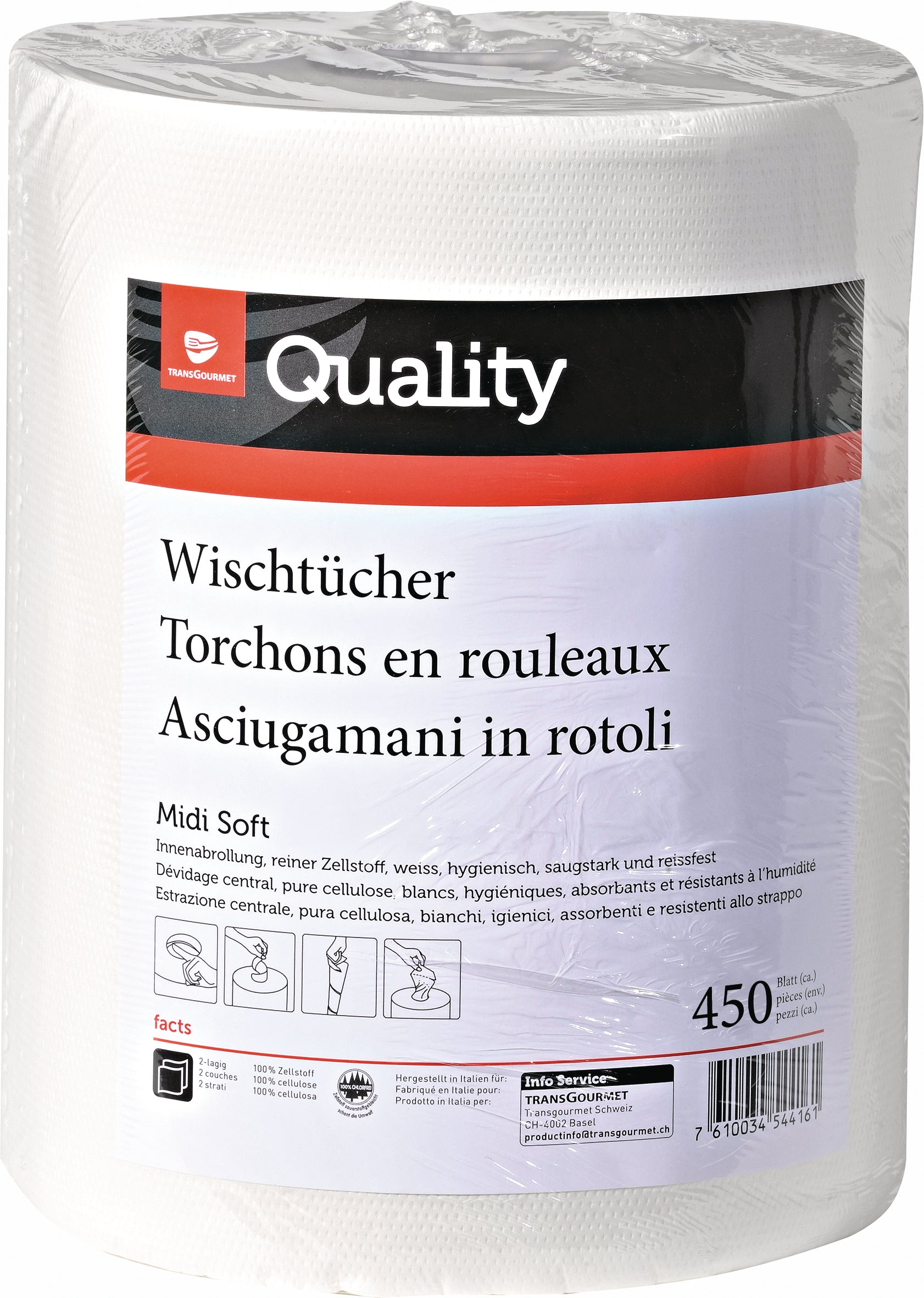 QUALITY Serpillière soft midi 993320.0 2xcouches, 6 rouleaux à 450pcs