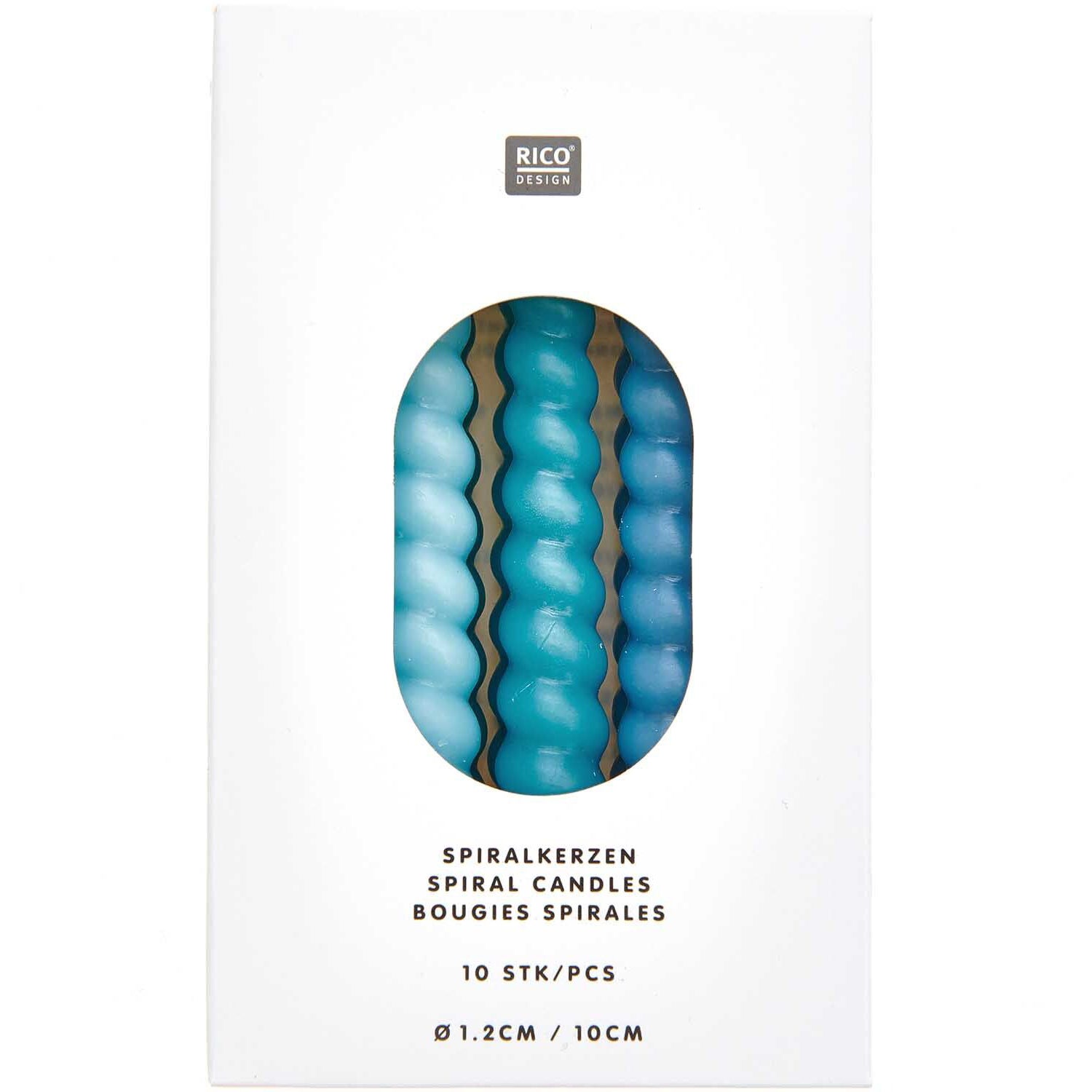 RICO DESIGN Bougies en spirale 10cm 400104 Smokey bleu mix 10 pièces