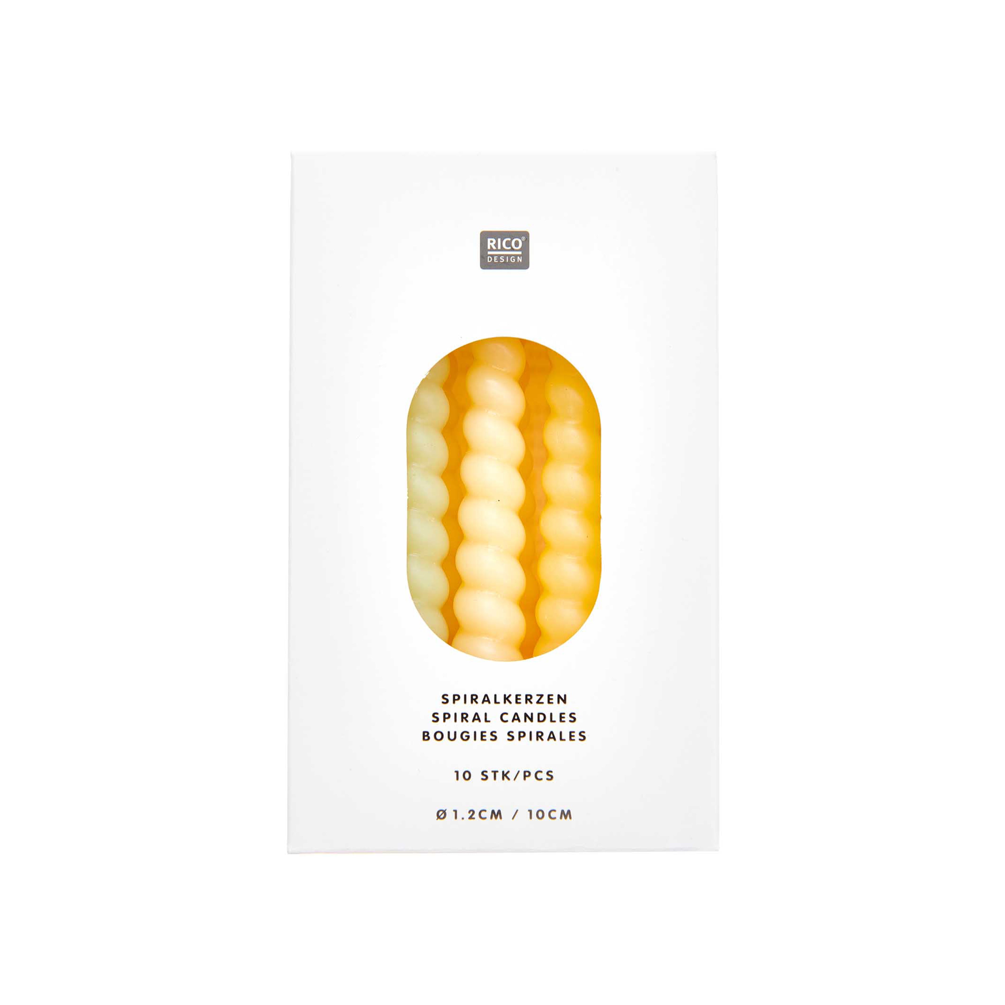RICO DESIGN Bougies en spirale 10cm 400105 Smokey jaune mix 10 pièces