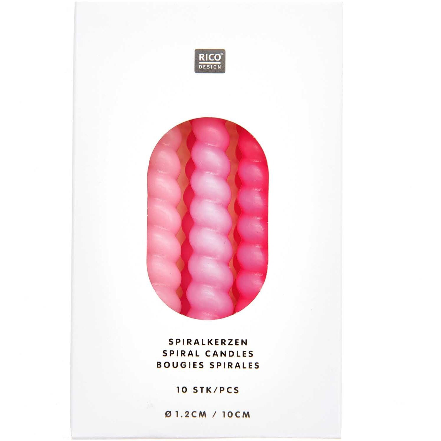 RICO DESIGN Bougies en spirale 10cm 400107 Mélange rose 10 pièces