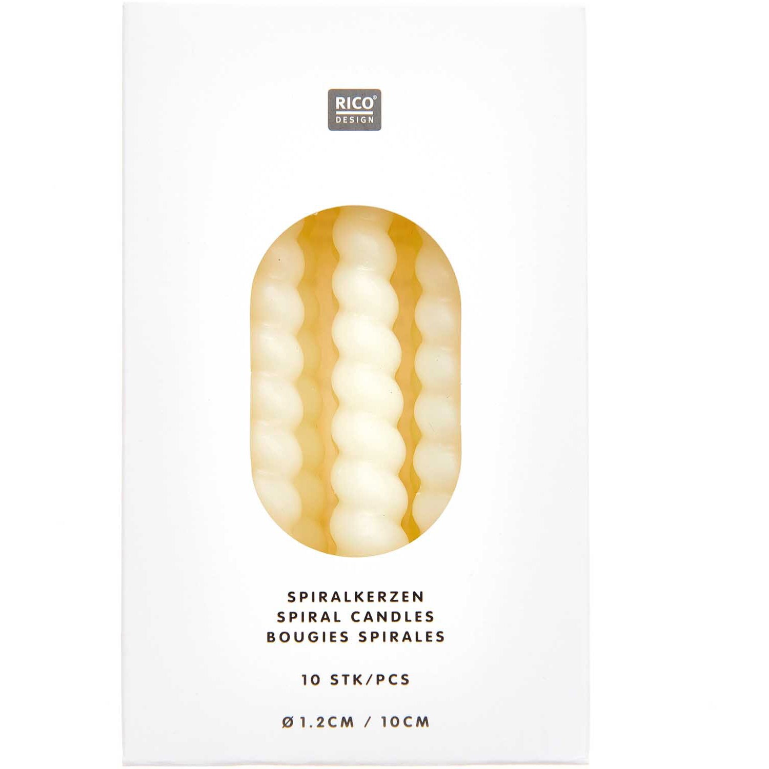 RICO DESIGN Bougies en spirale 10cm 400109 ecru 10 pièces