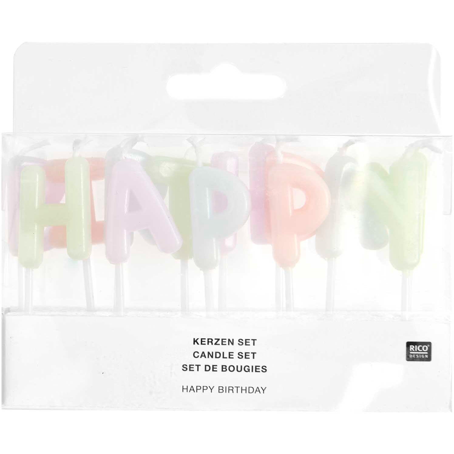 RICO DESIGN Bougies Happy BIrthday 400590 pastels