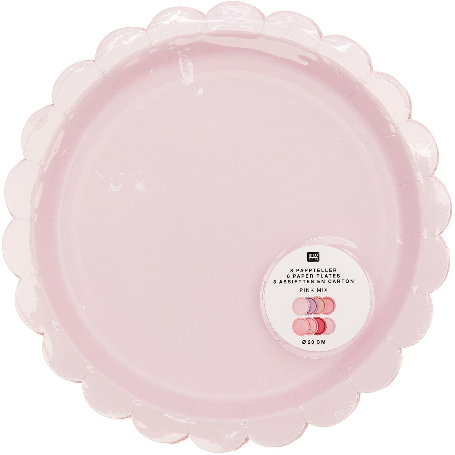RICO DESIGN Assiettes en carton 23cm 401000 Mélange rose 8 pièces
