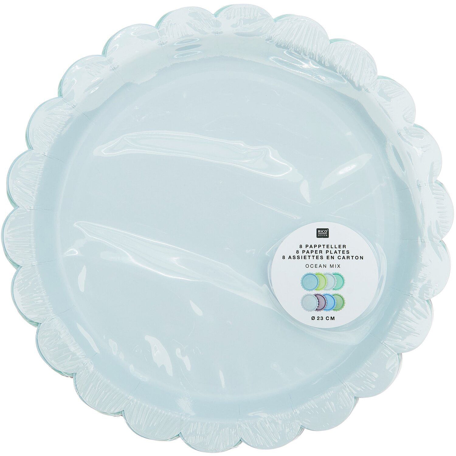RICO DESIGN Assiettes en carton 23cm 401001 Mélange océanique 8 pièces