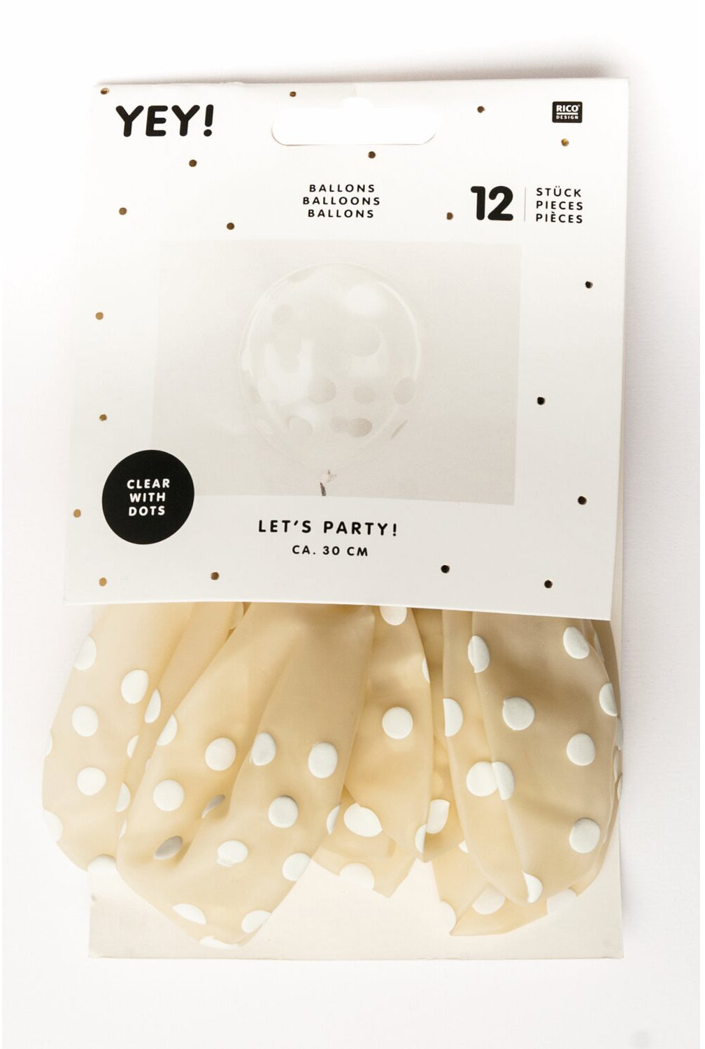 RICO DESIGN Ballons 30cm 81001.00.01 Points, transparents 12 pièces